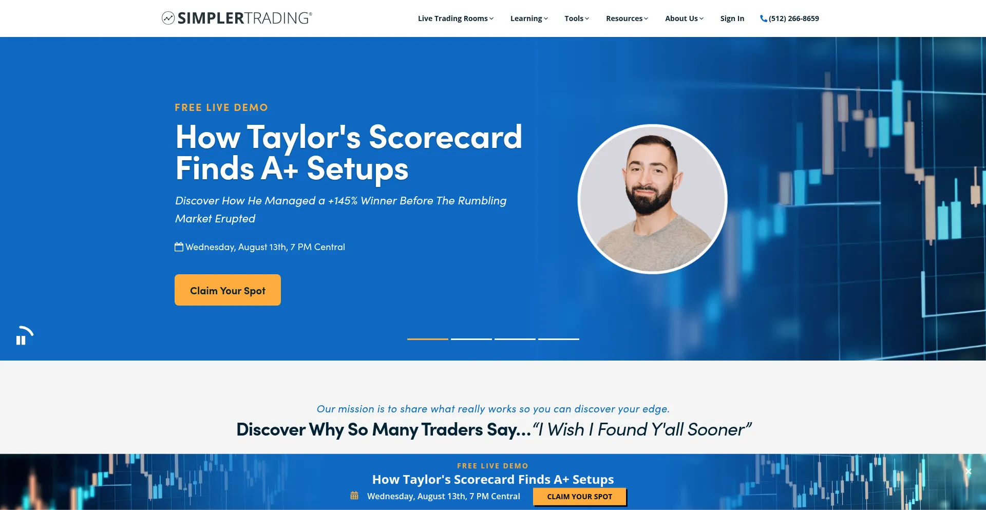 Website screenshot of Simplertrading.com