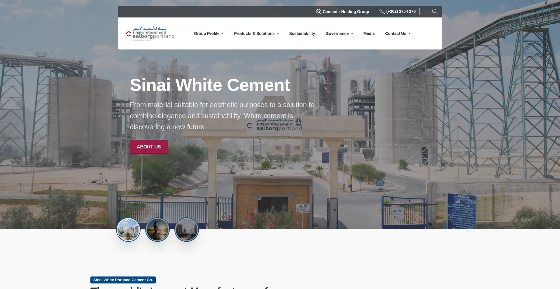 Website screenshot of Sinaiwhitecement.com