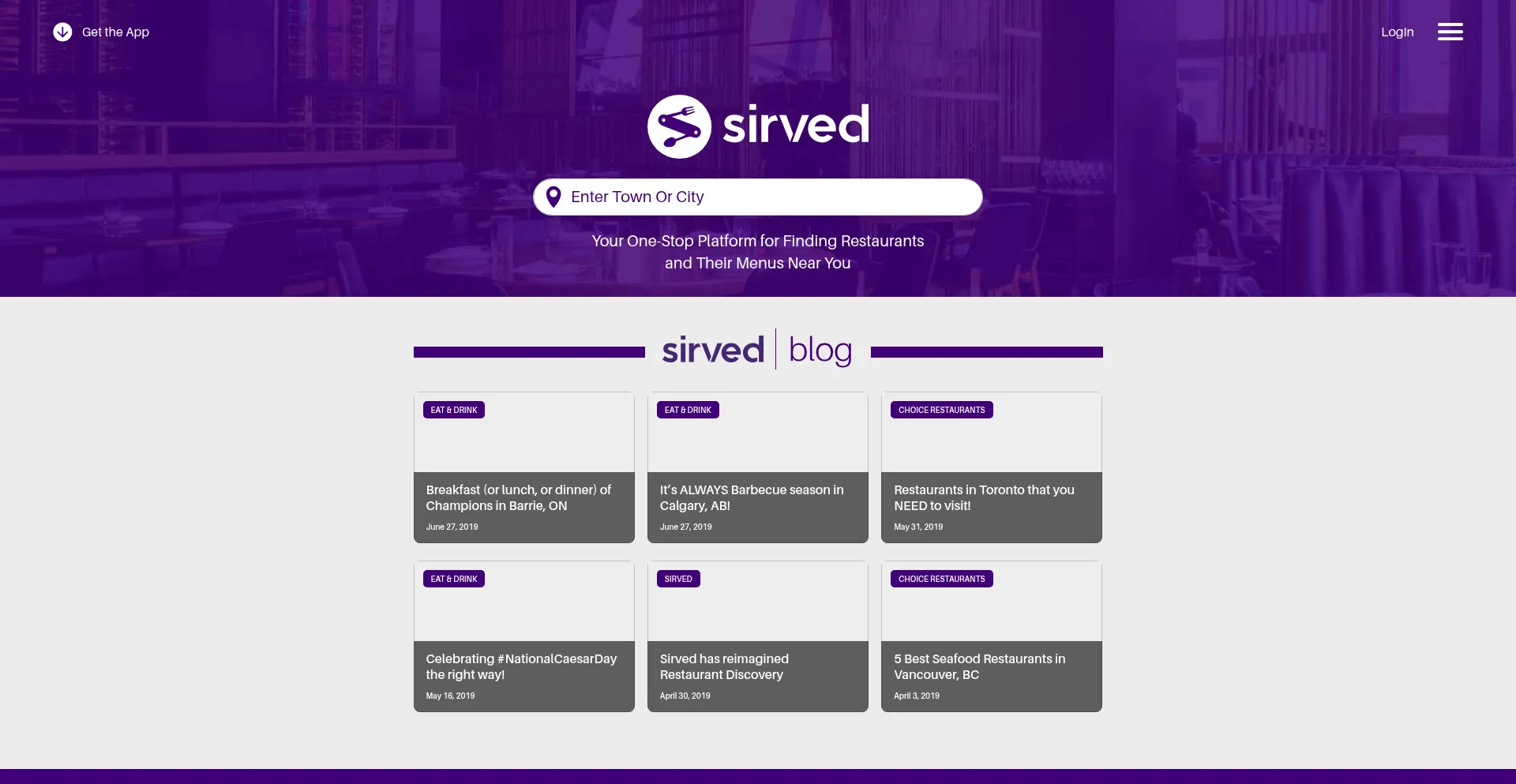 Website screenshot of Sirved.com