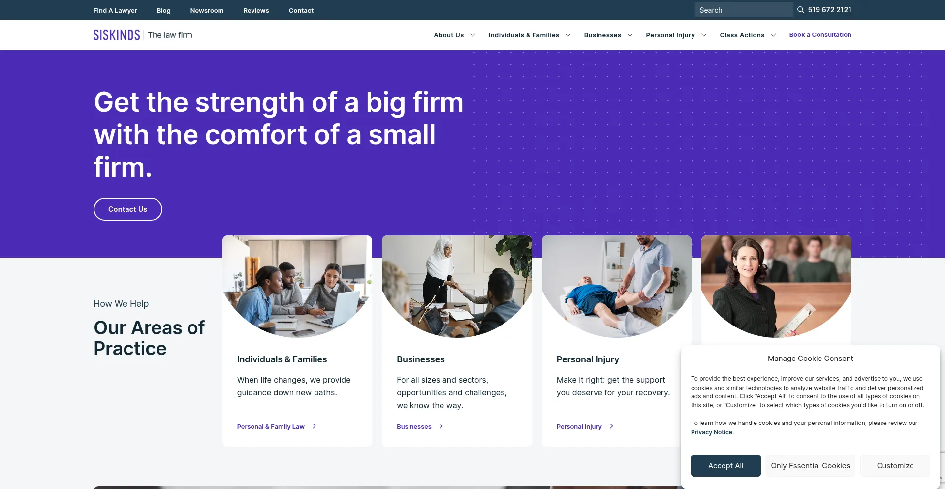Website screenshot of Siskinds.com