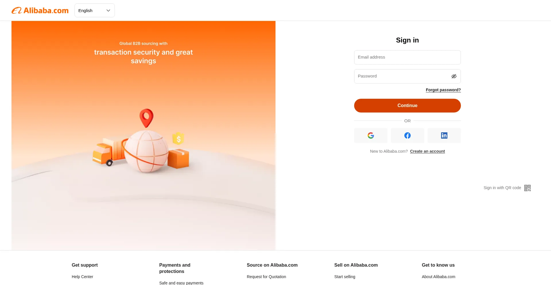 Website screenshot of Siteadmin.alibaba.com
