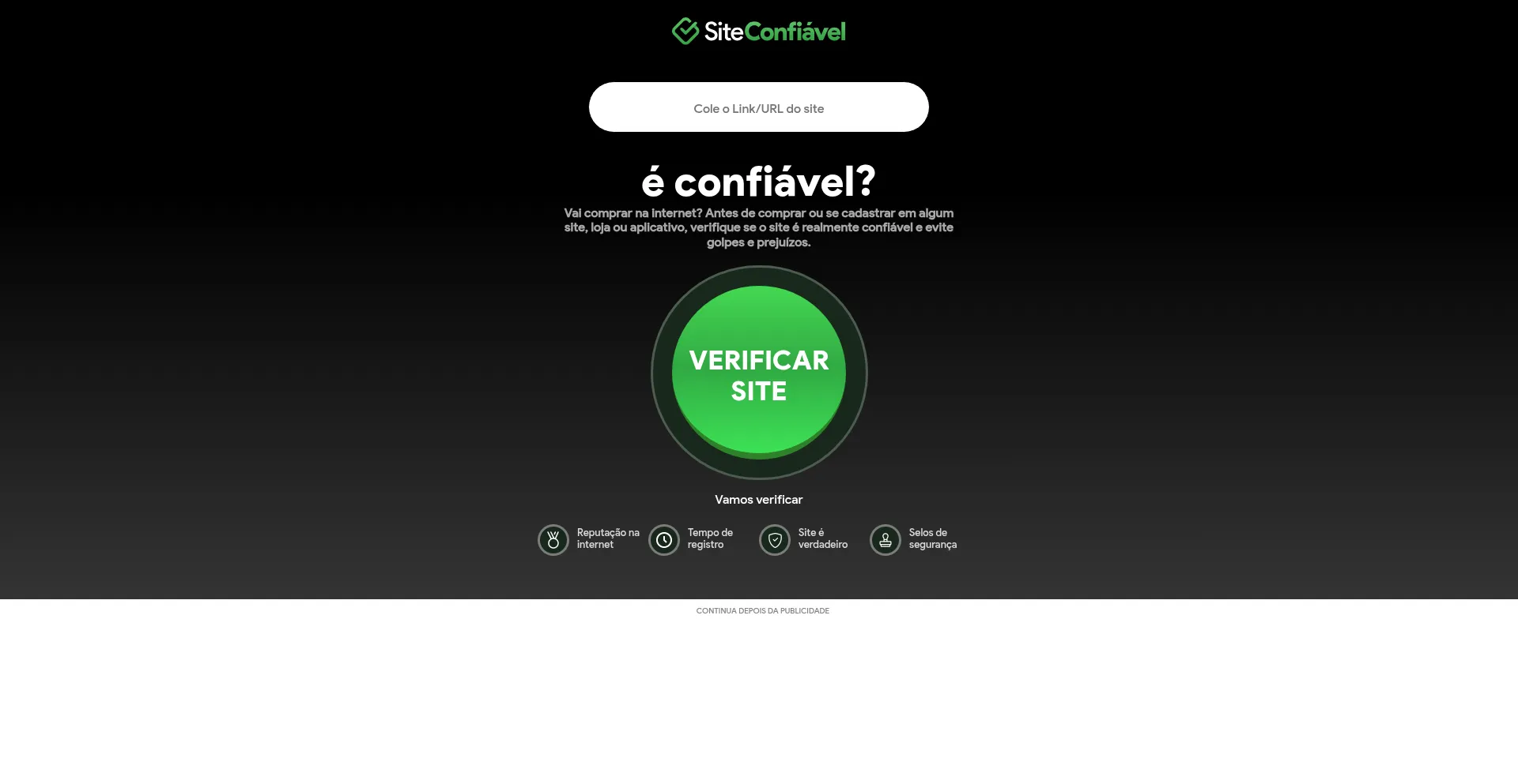 Website screenshot of Siteconfiavel.com.br