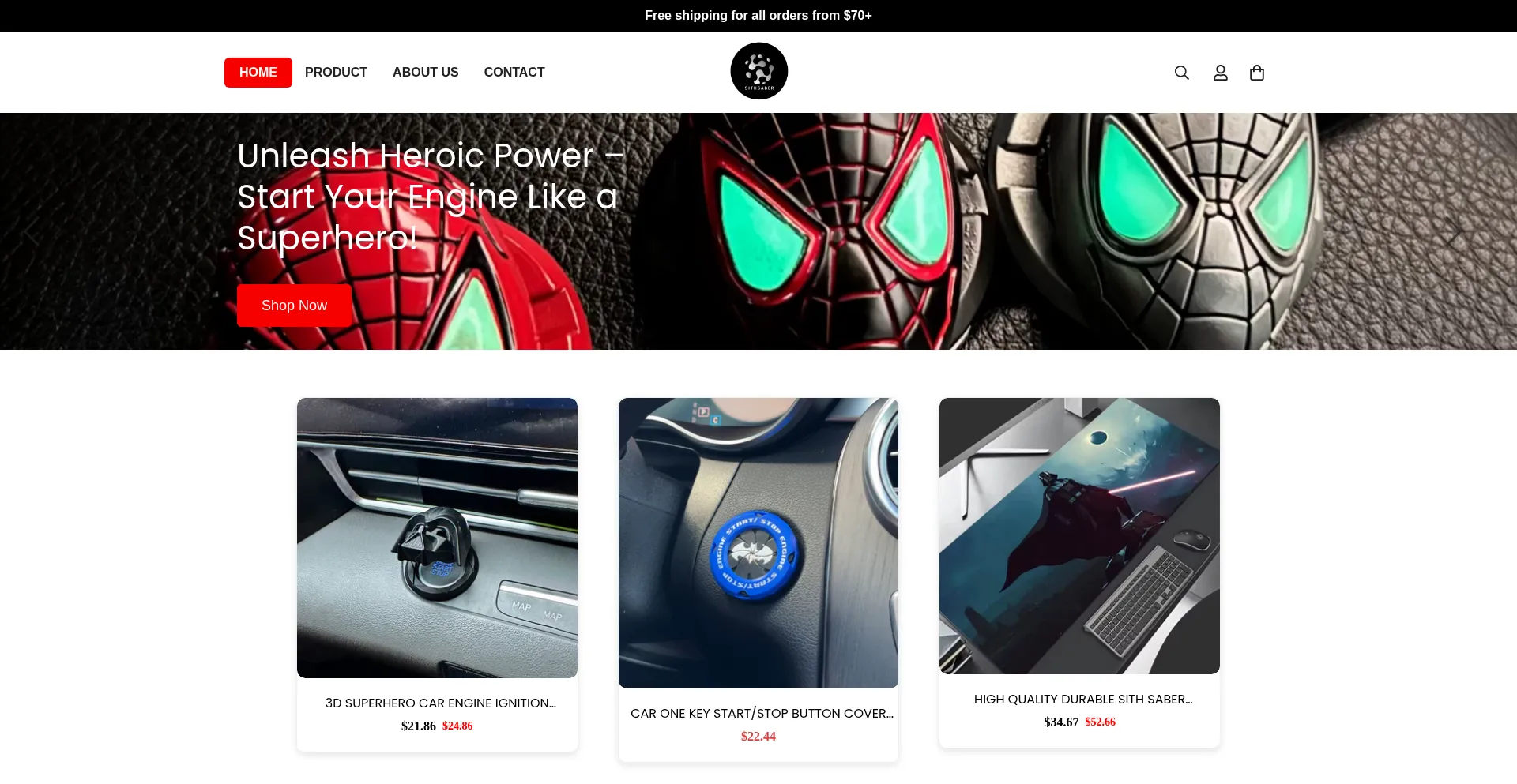Website screenshot of Sithsaber.shop