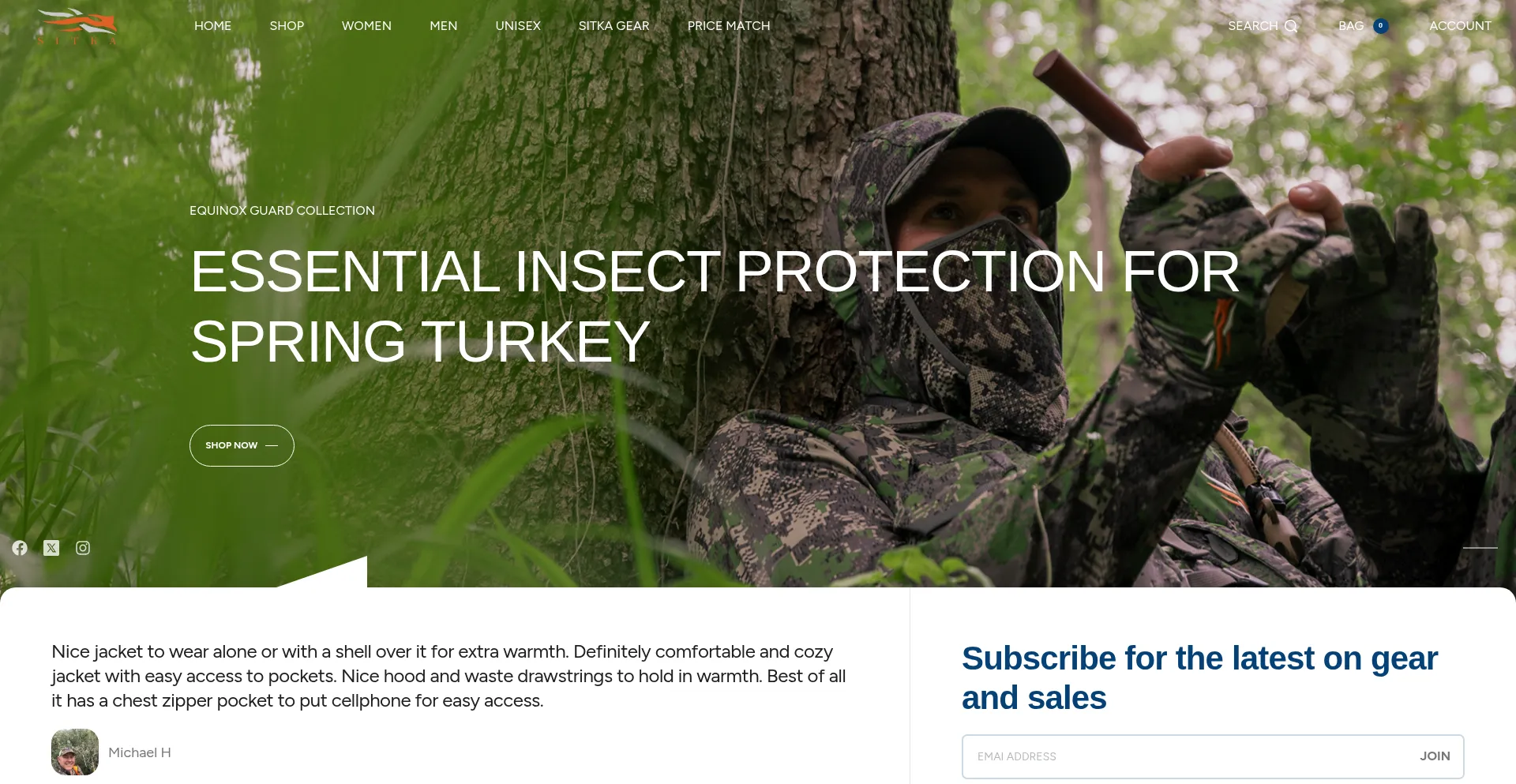 Website screenshot of Sitkahuntgear.com