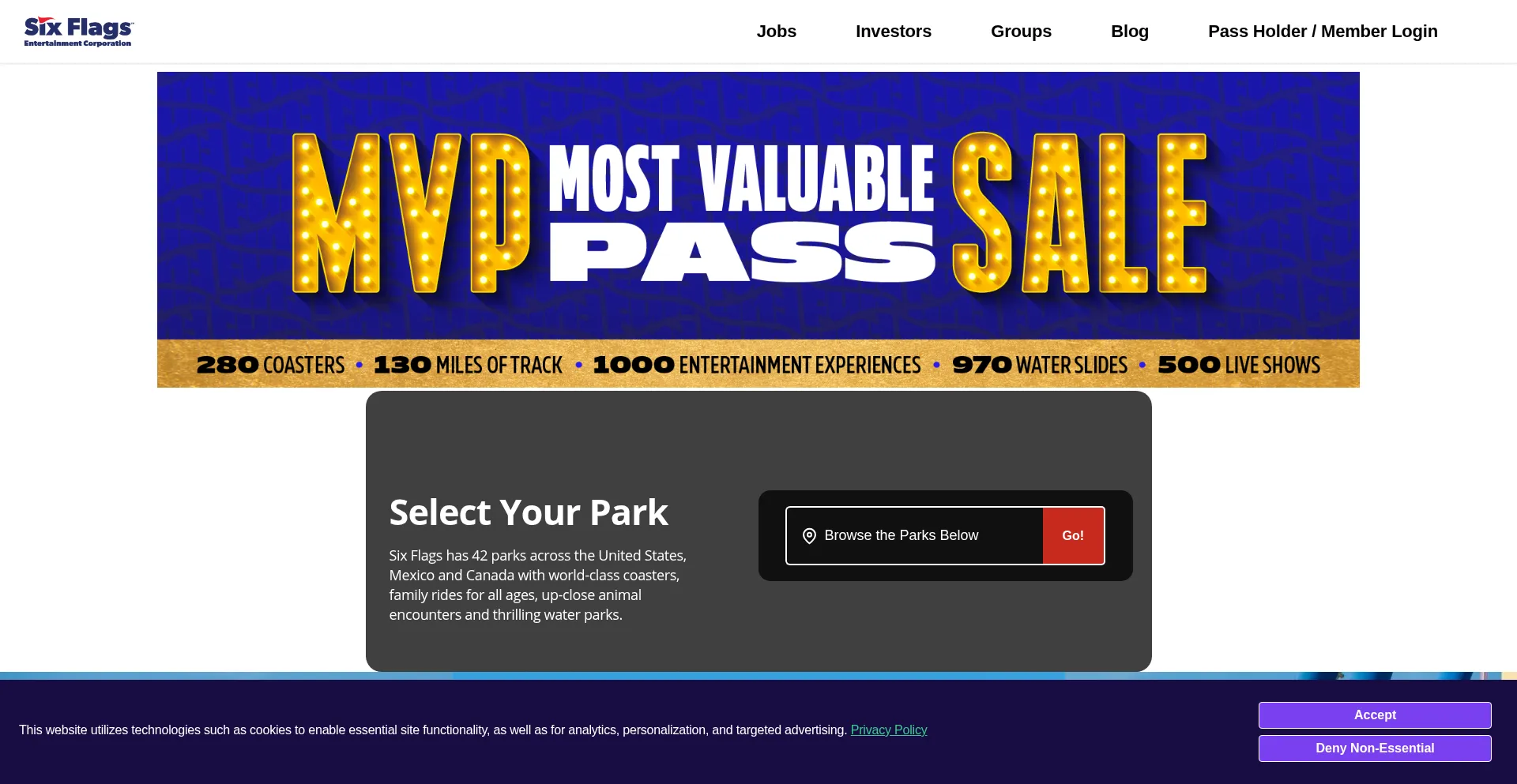 Website screenshot of Sixflags.com