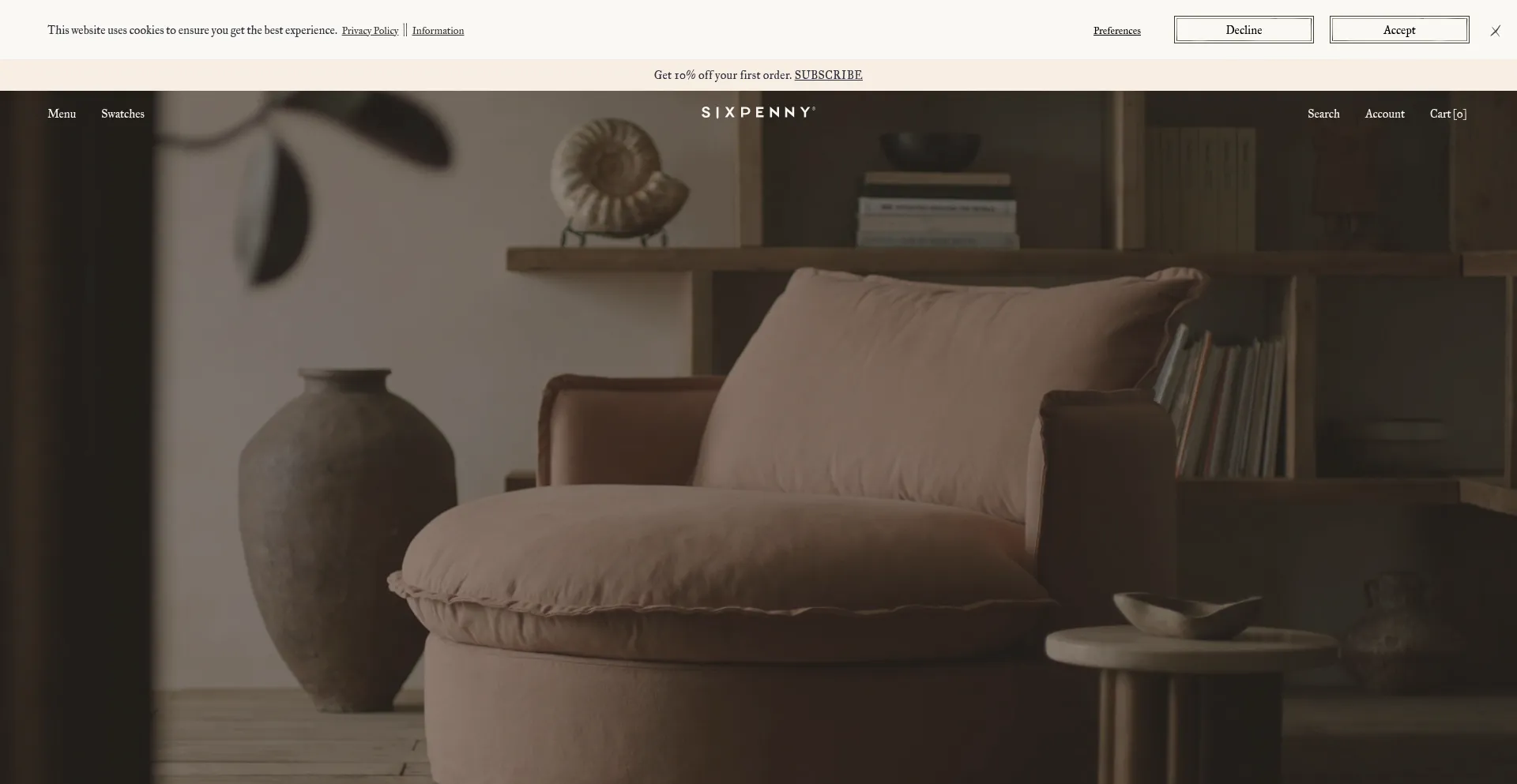 Website screenshot of Sixpenny.com