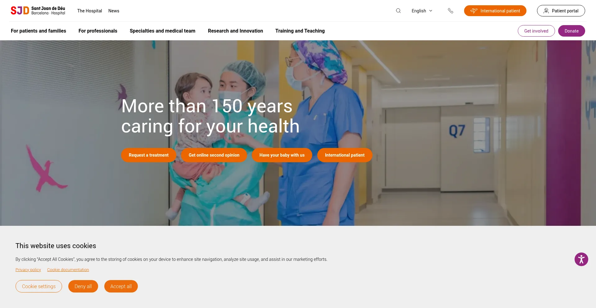 Website screenshot of Sjdhospitalbarcelona.org