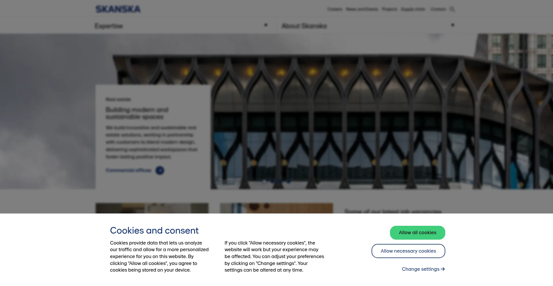 Website screenshot of Skanska.co.uk