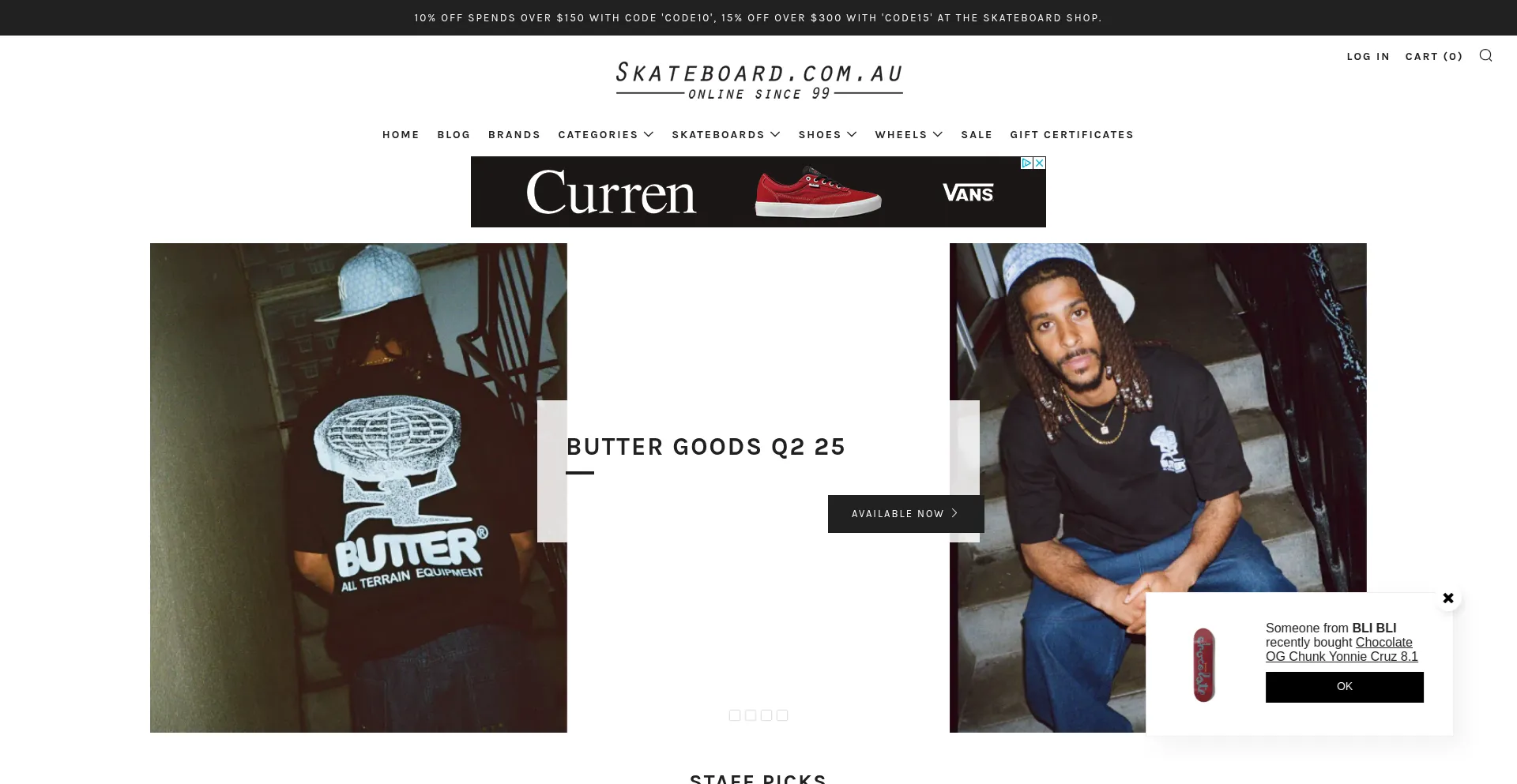 Website screenshot of Skateboard.com.au
