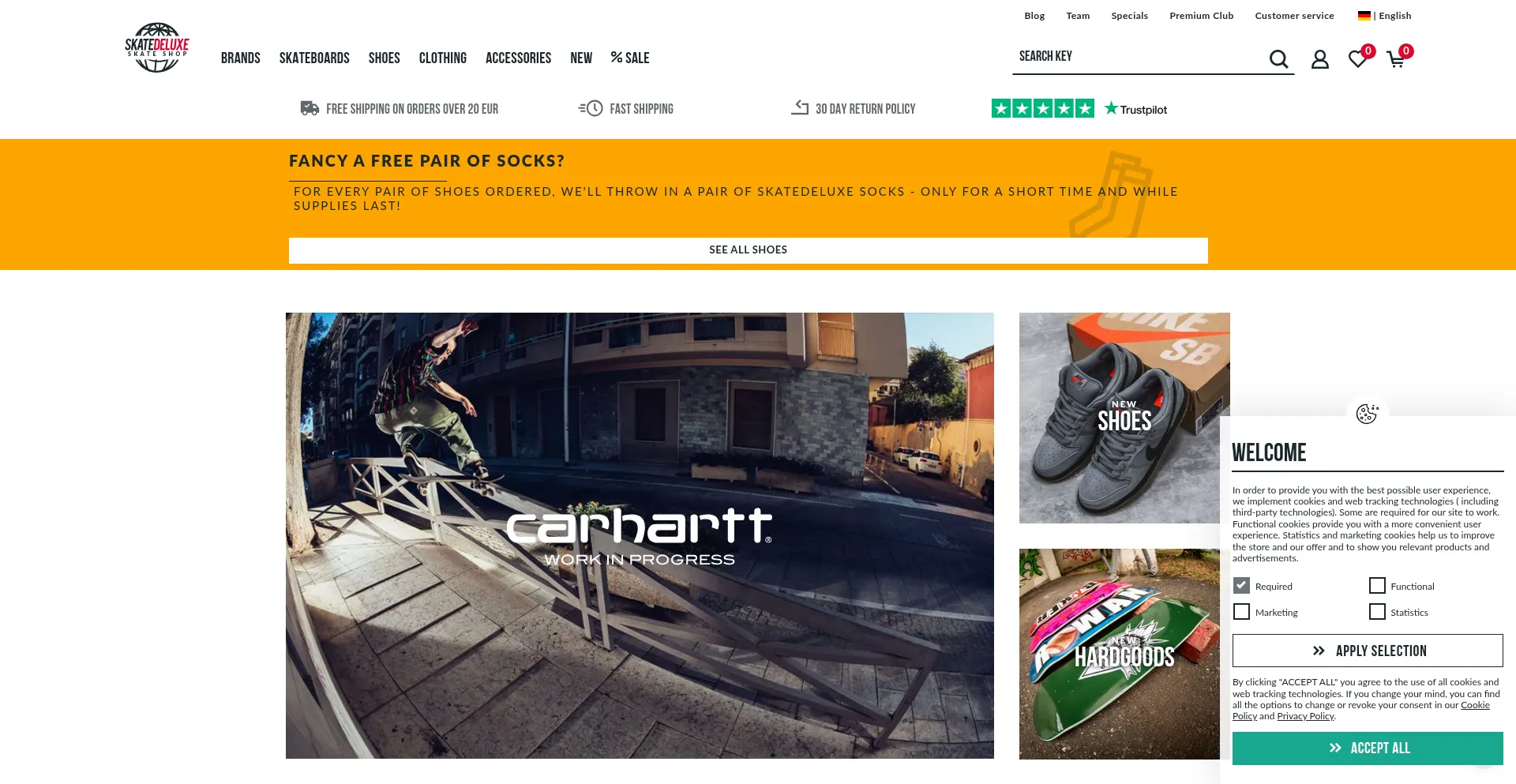 Website screenshot of Skatedeluxe.com