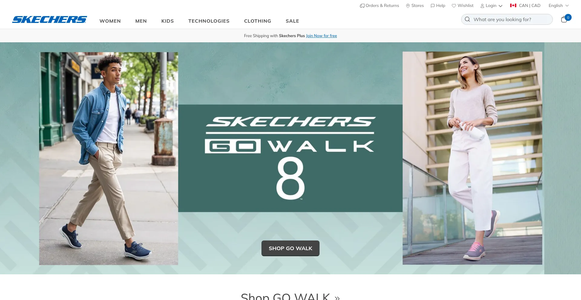 Website screenshot of Skechers.ca