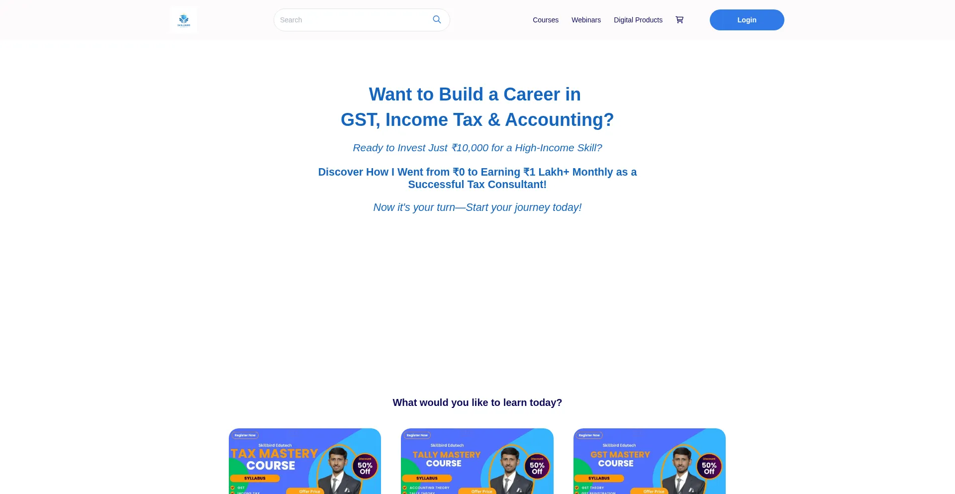 Website screenshot of Skillbirdedutech.graphy.com