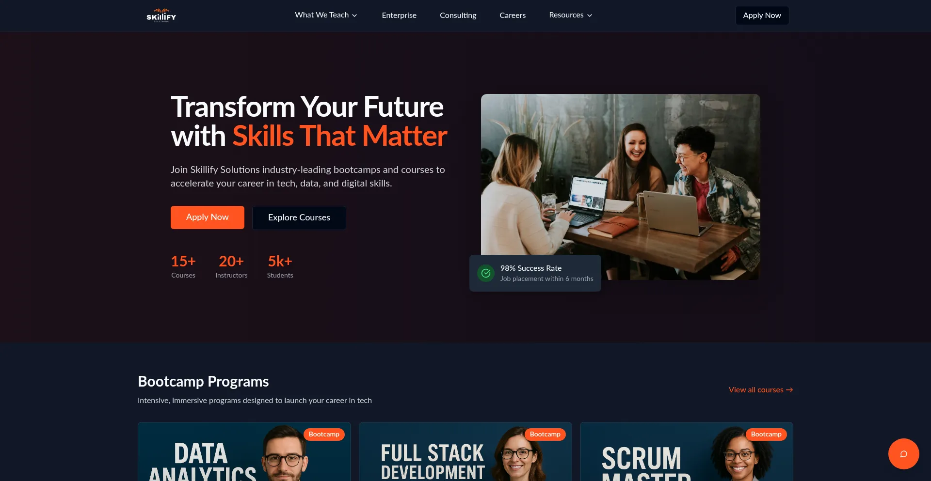 Website screenshot of Skillifysolutions.com