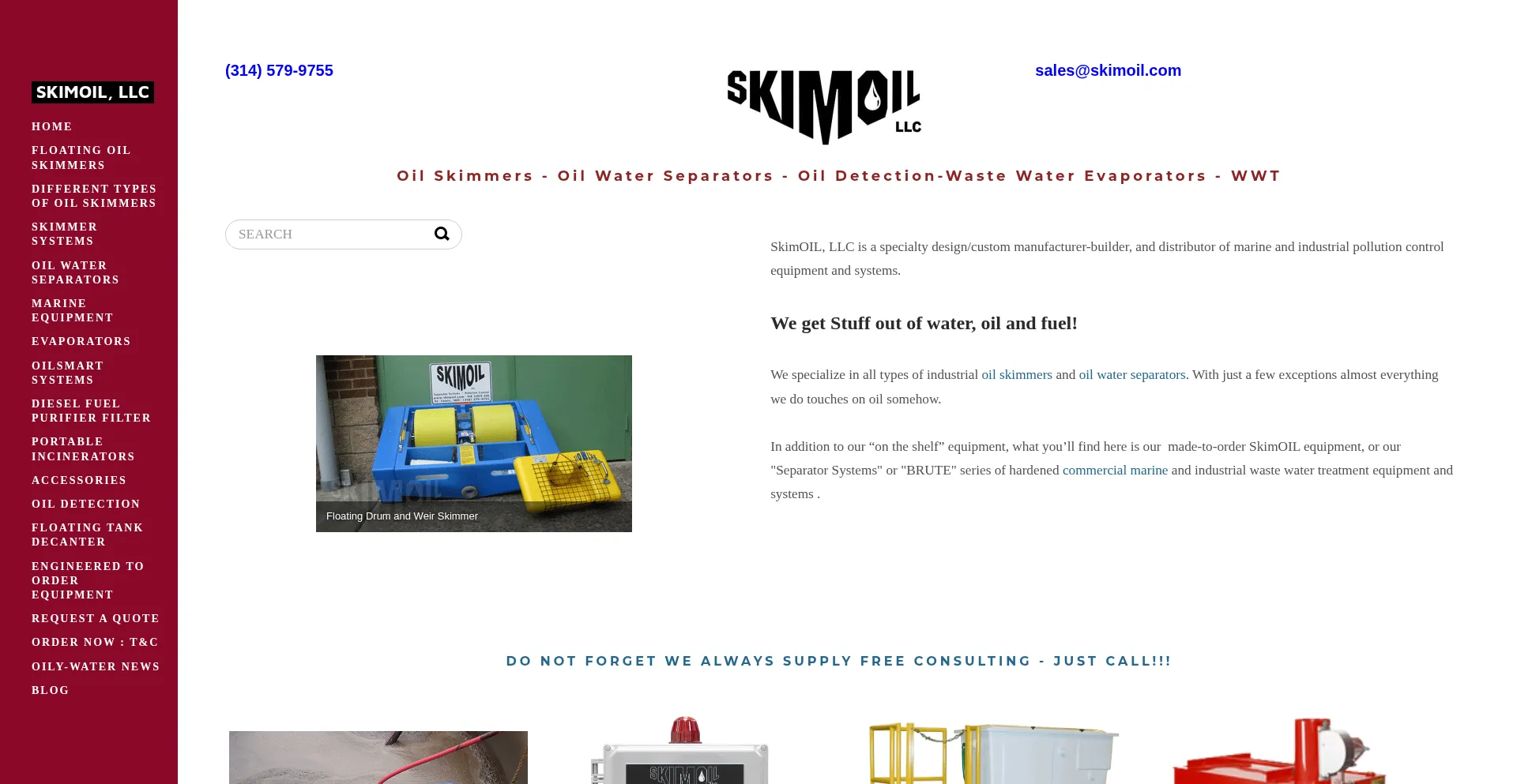 Website screenshot of Skimoil.com