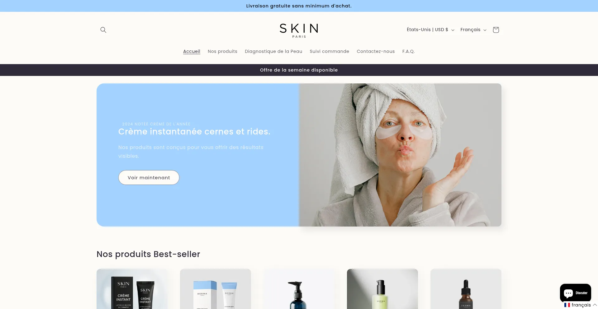 Website screenshot of Skin-paris.com