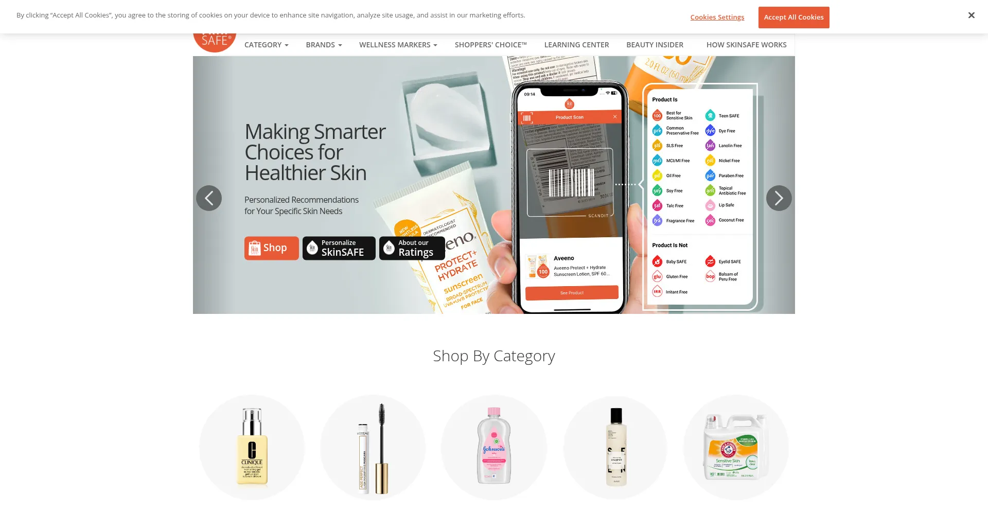 Website screenshot of Skinsafeproducts.com