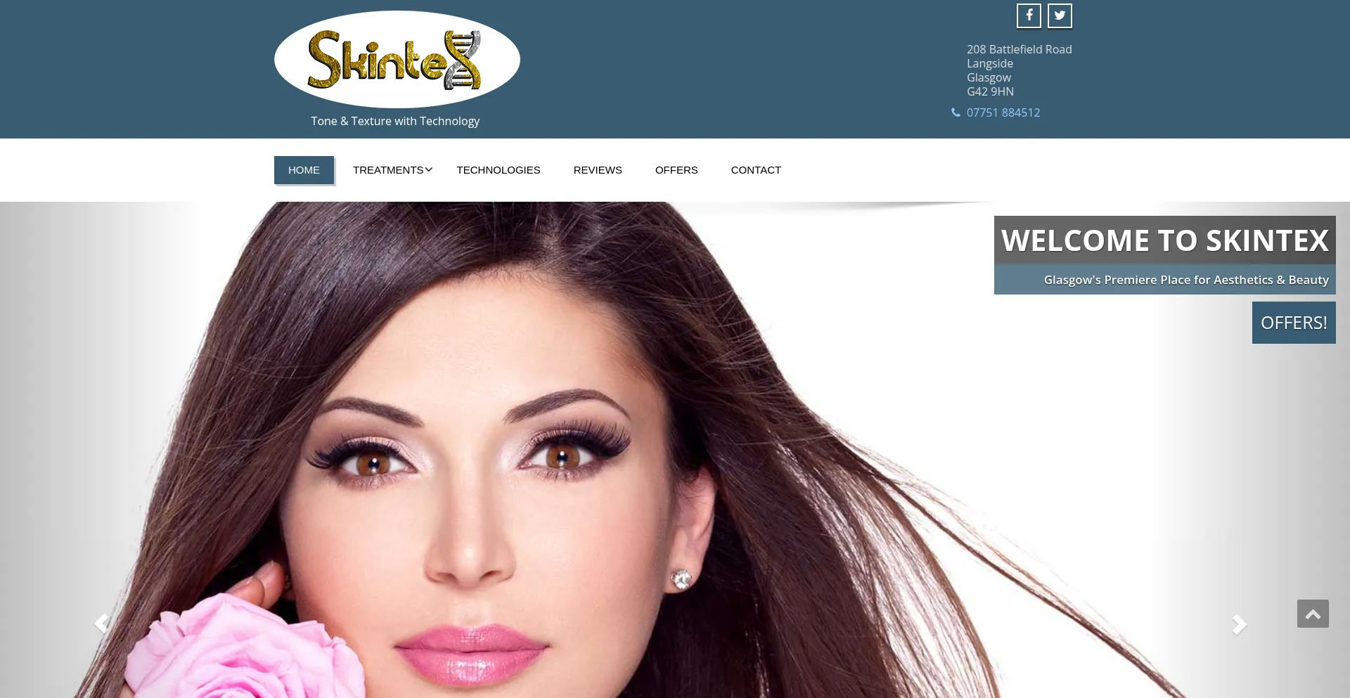 Website screenshot of Skintex.co.uk