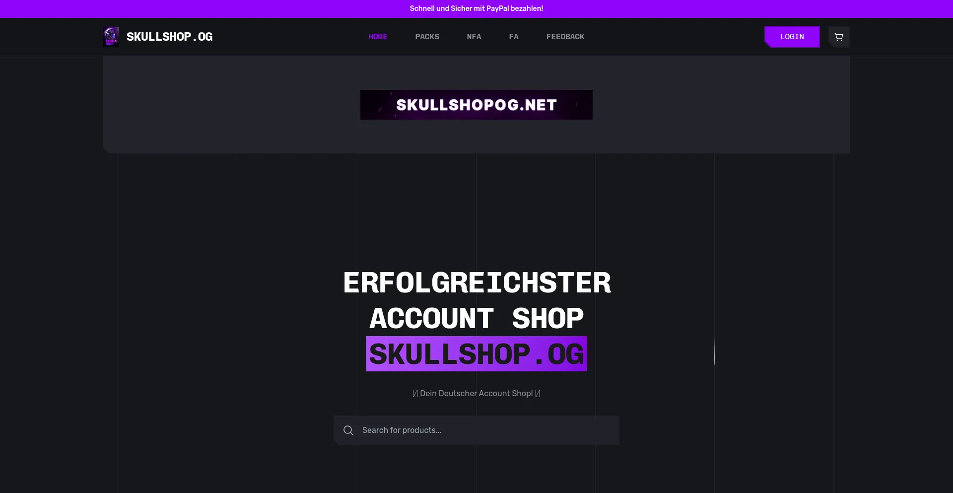Website screenshot of Skullshopog.net