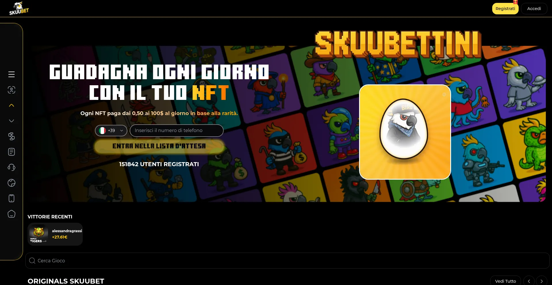 Website screenshot of Skuubet.cr