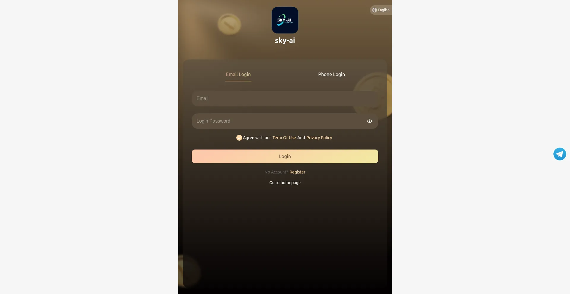 Website screenshot of Sky-ai.cc