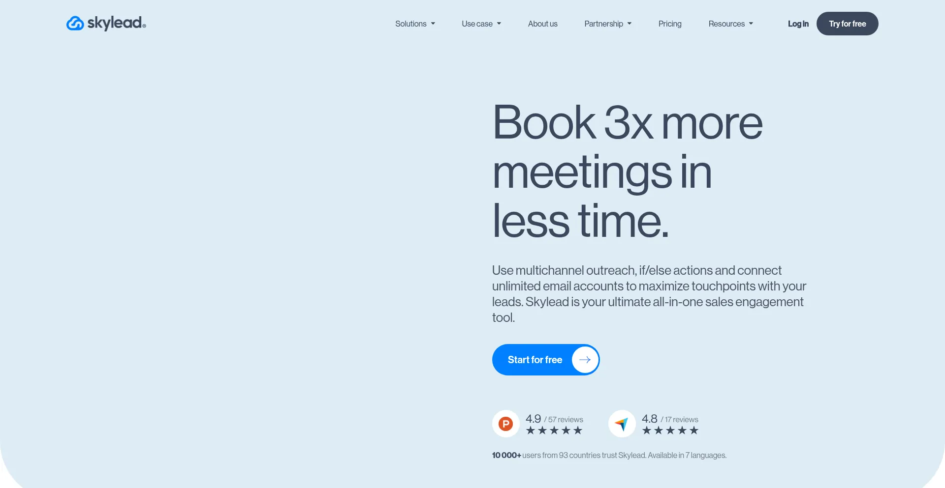 Website screenshot of Skylead.io