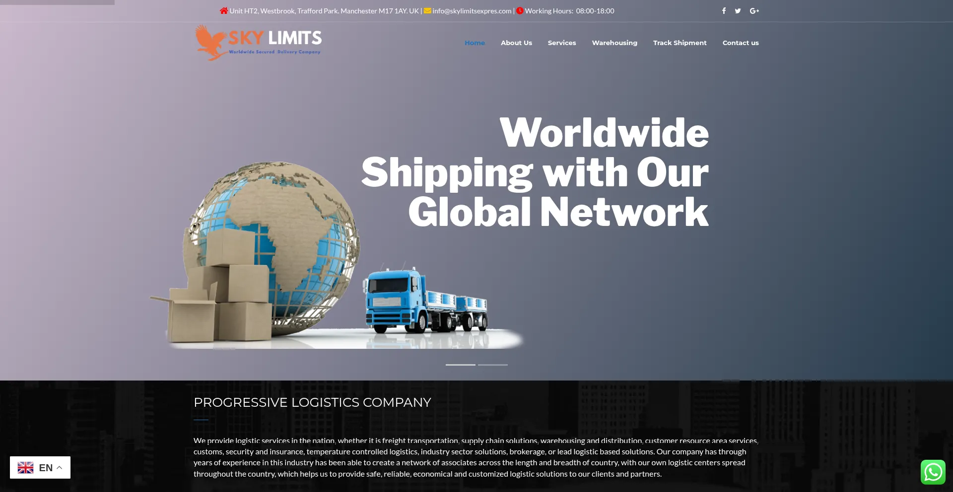 Website screenshot of Skylimitsexpres.com