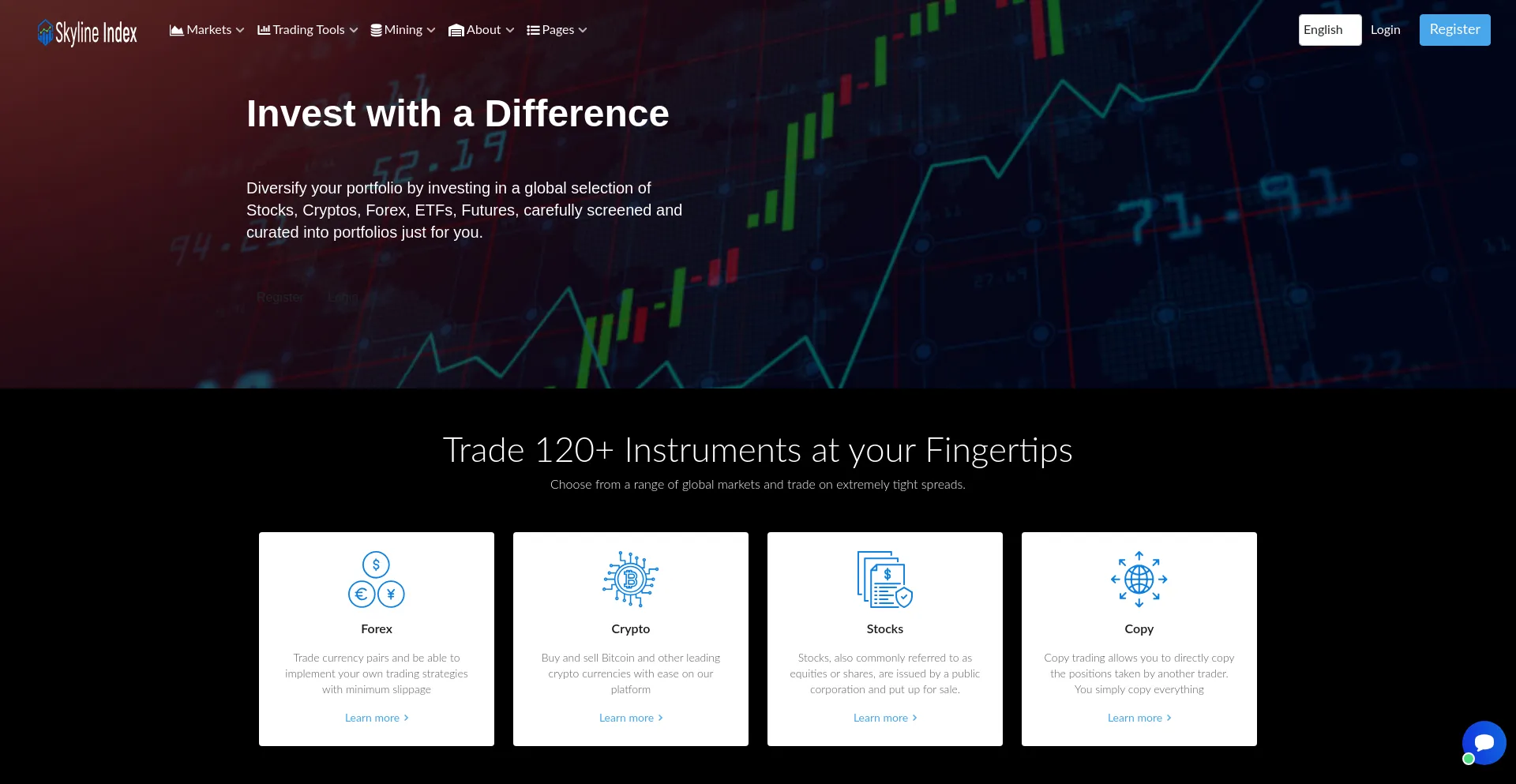 Website screenshot of Skylineindex.com