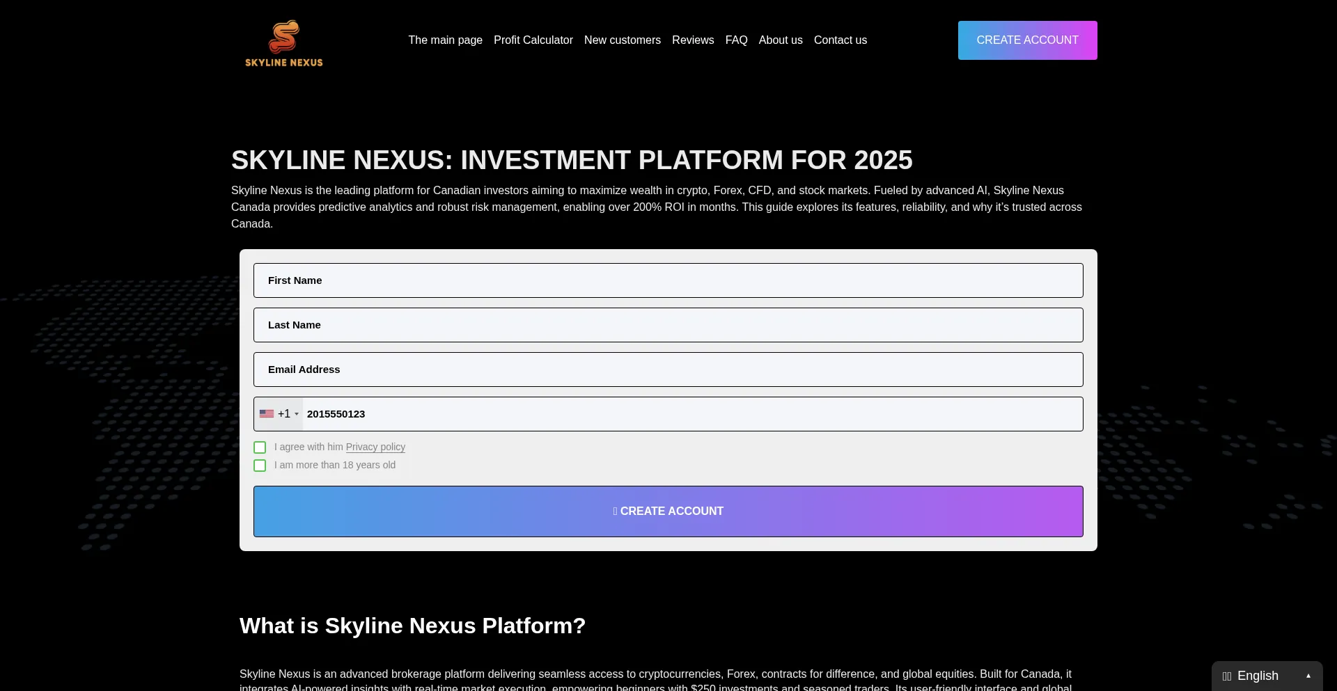 Website screenshot of Skylinenexus.org