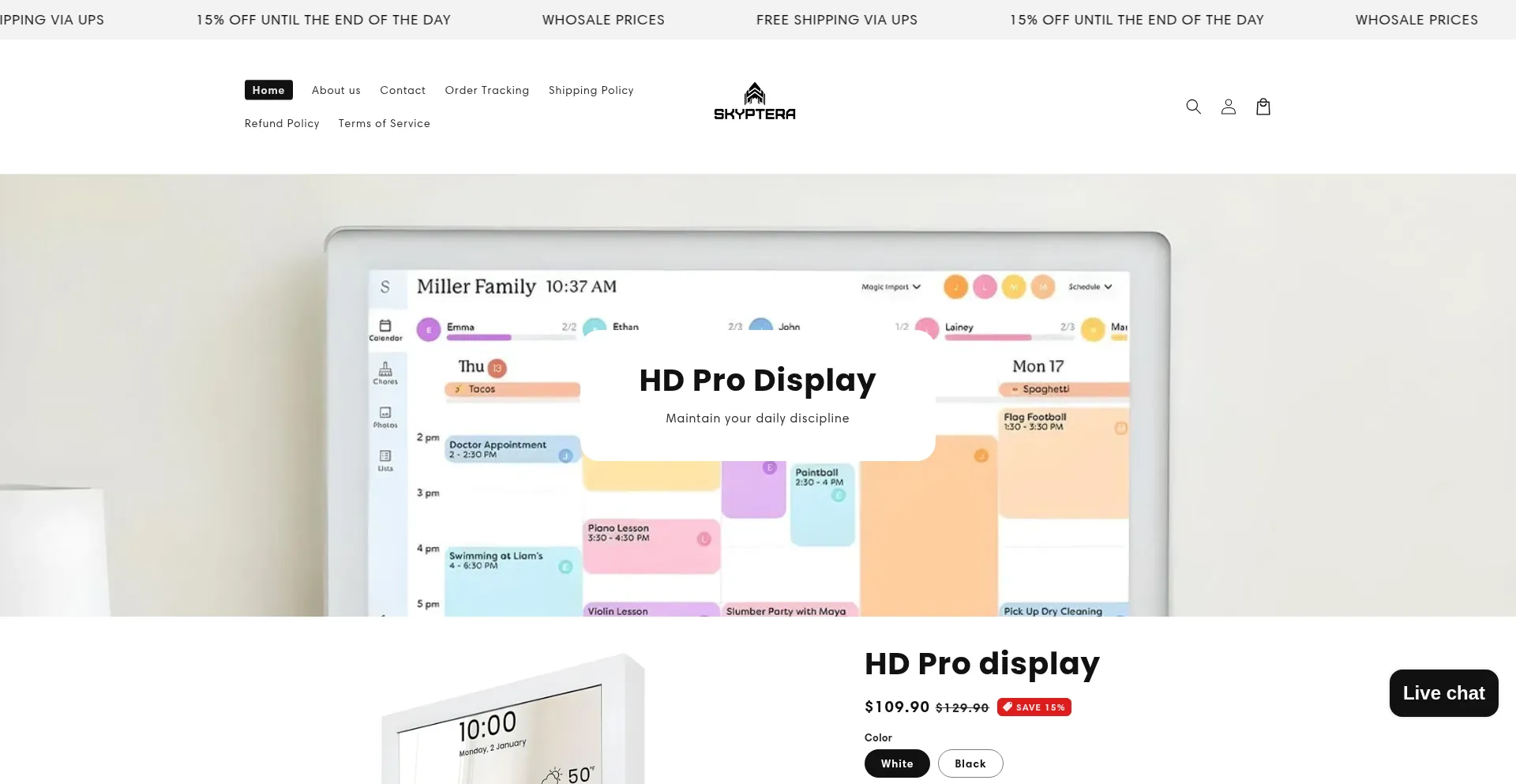 Website screenshot of Skyptera.com