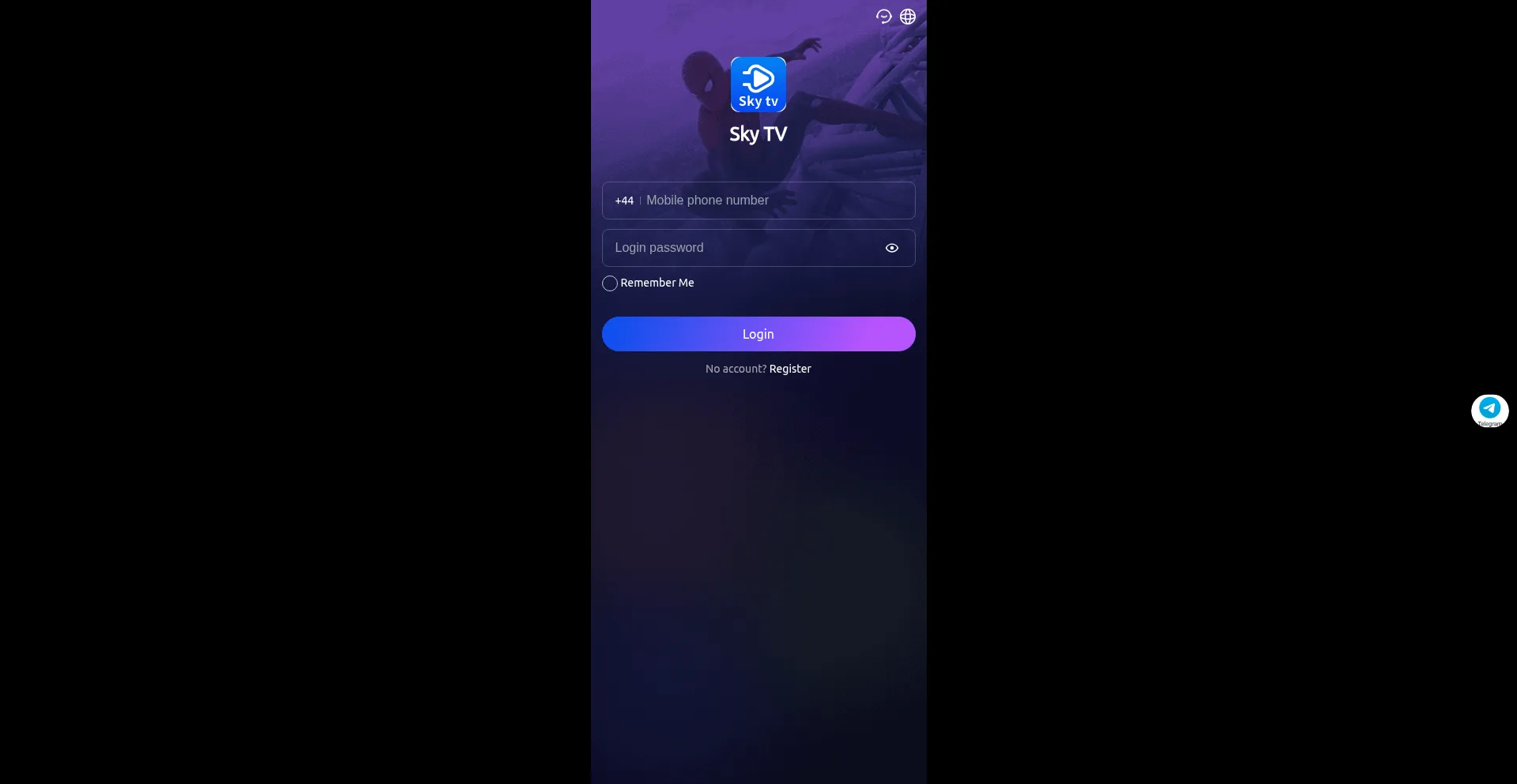 Website screenshot of Skytv8.com