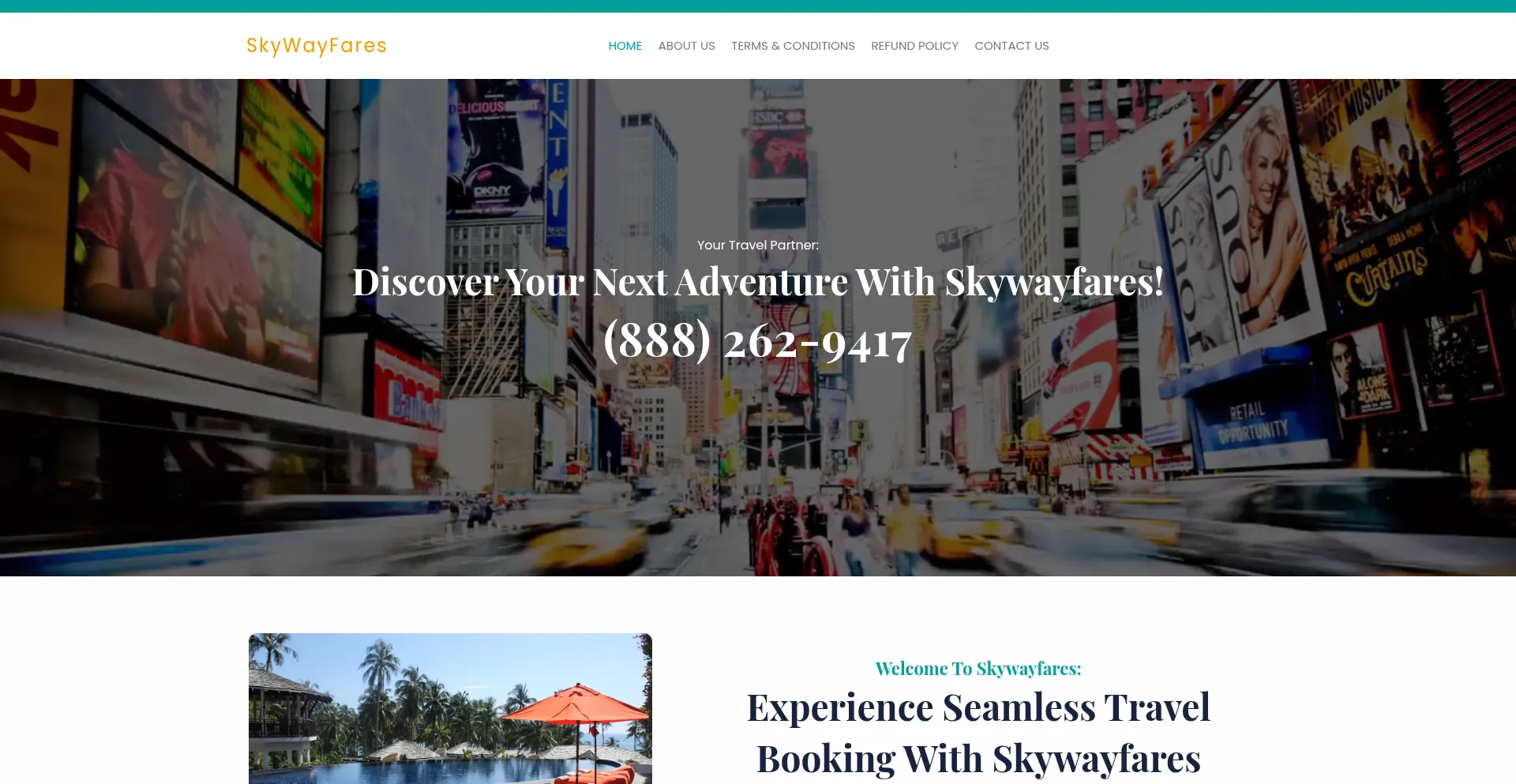 Website screenshot of Skywayfares.com