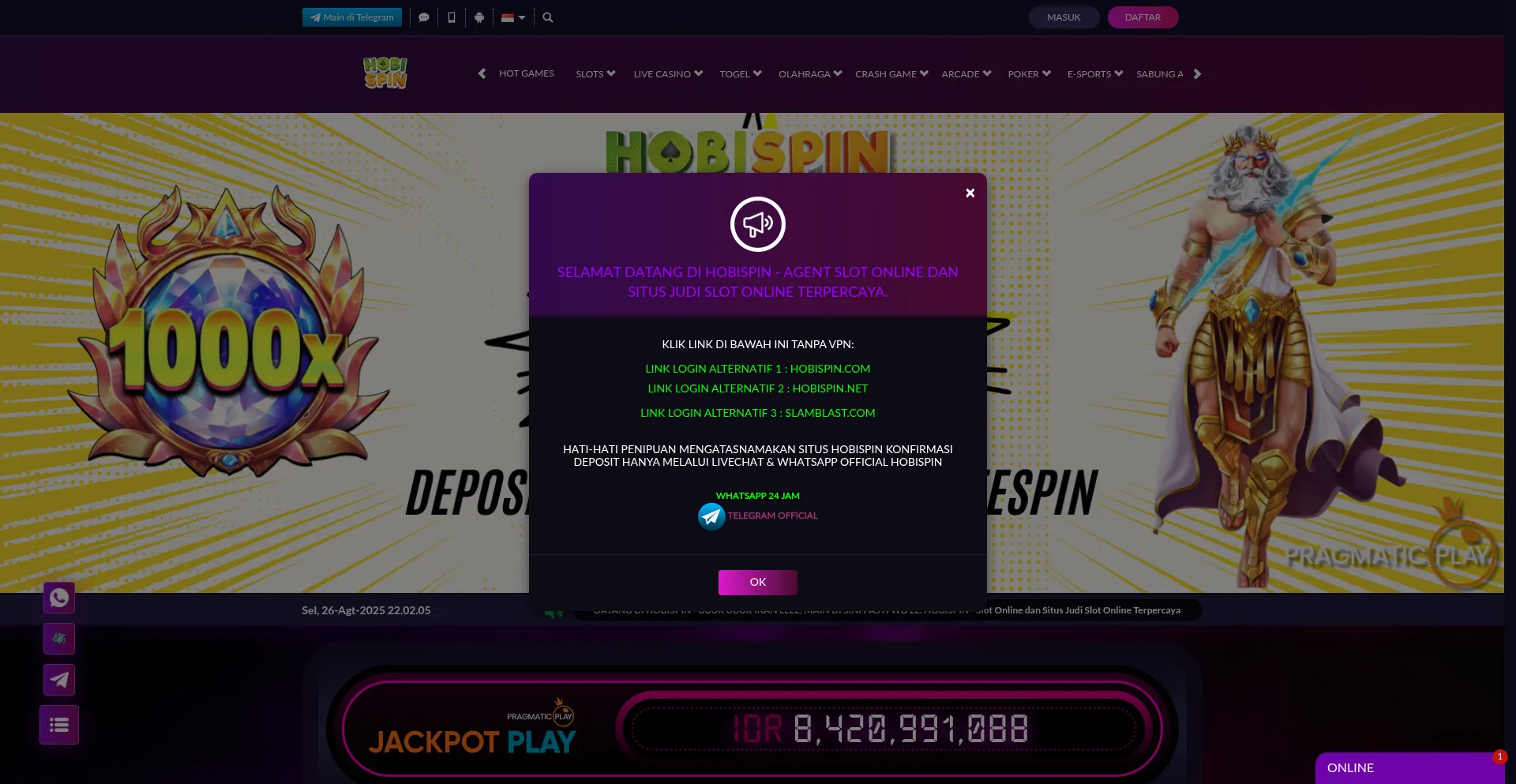 Website screenshot of Slamblast.com