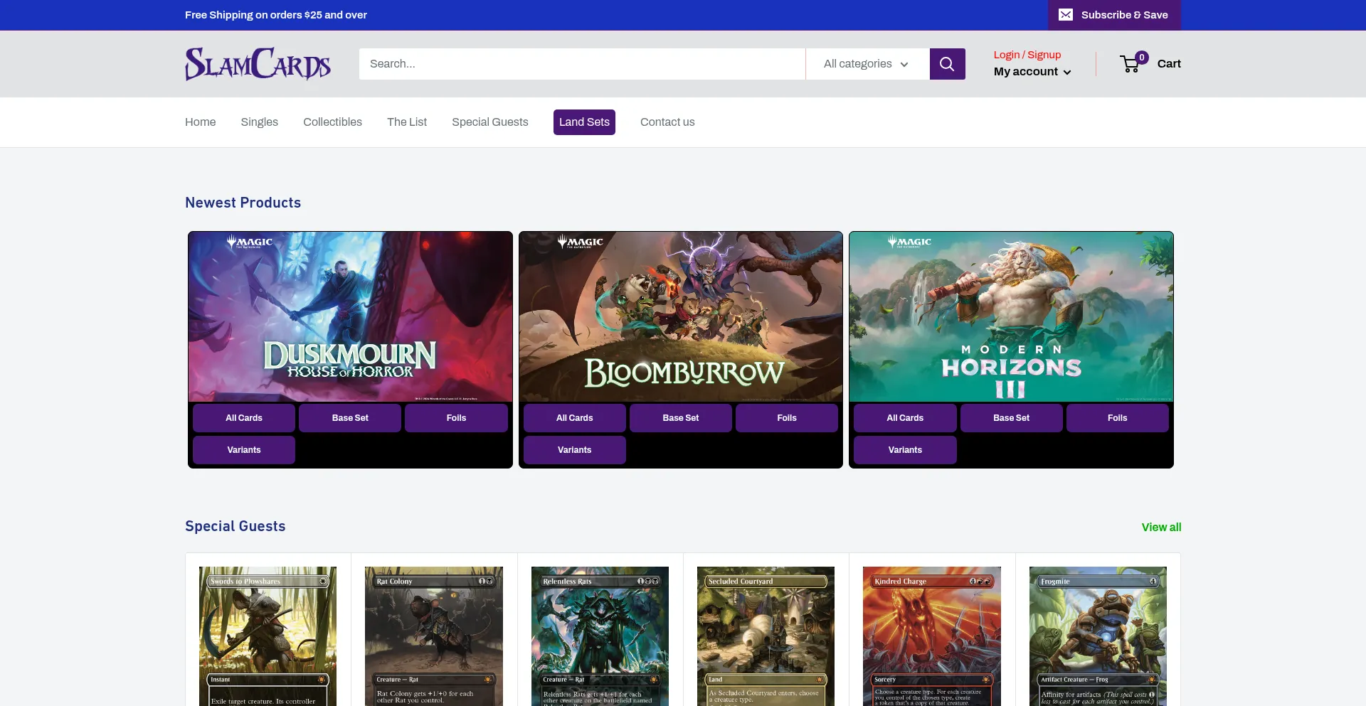 Website screenshot of Slamcards.com