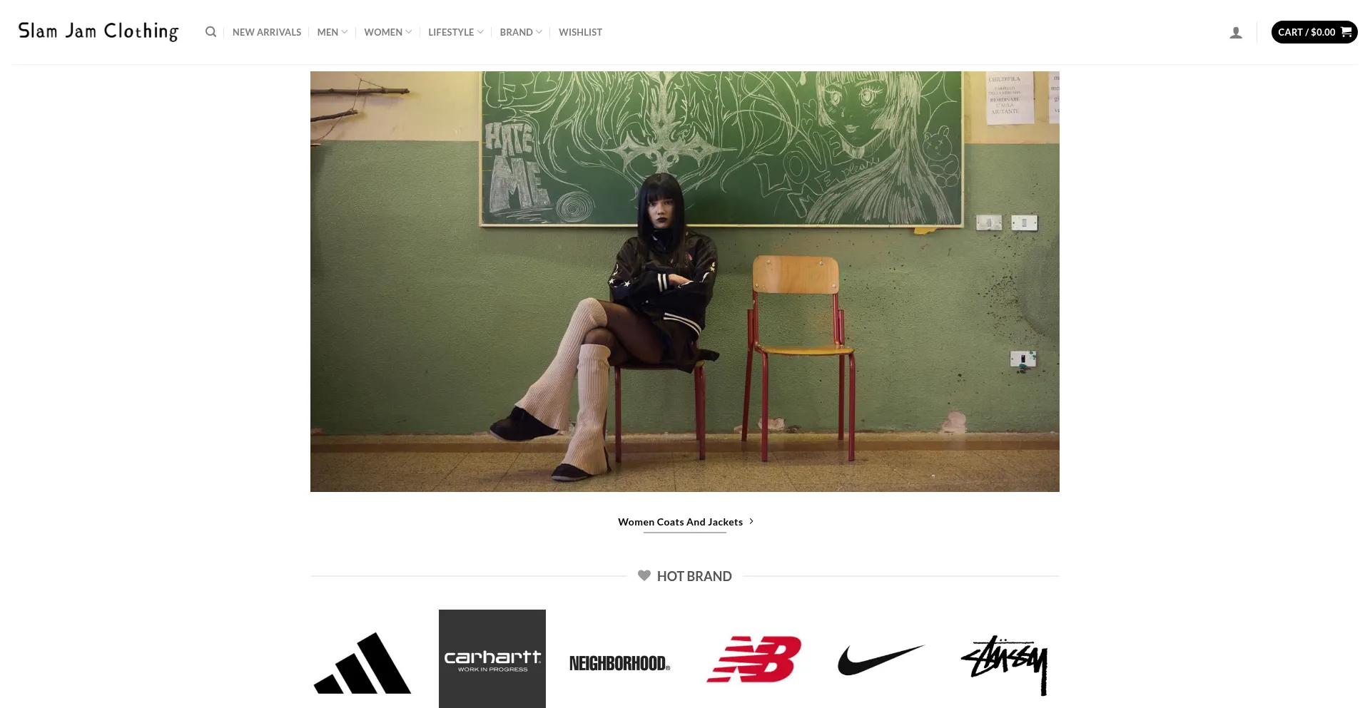 Website screenshot of Slamjamclothing.com