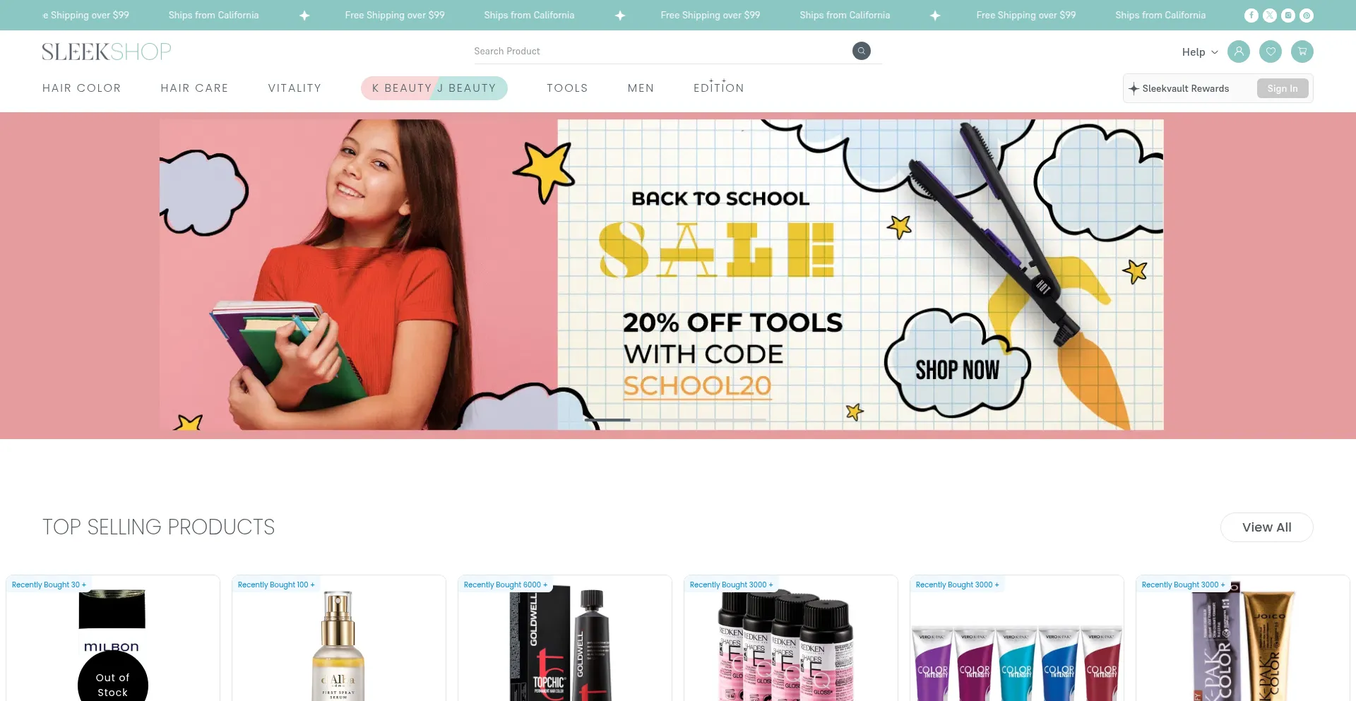 Website screenshot of Sleekshop.com