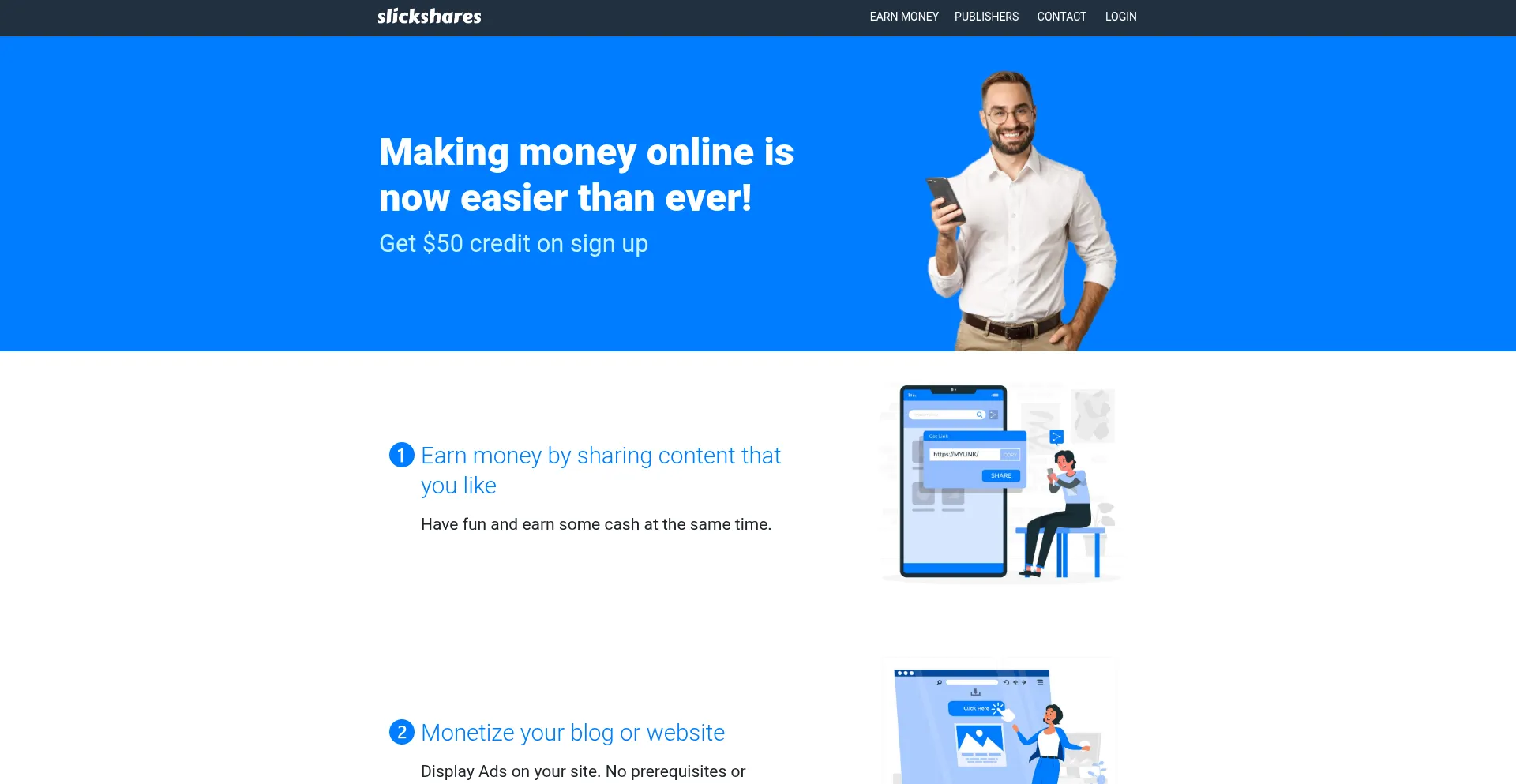 Website screenshot of Slickshares.com