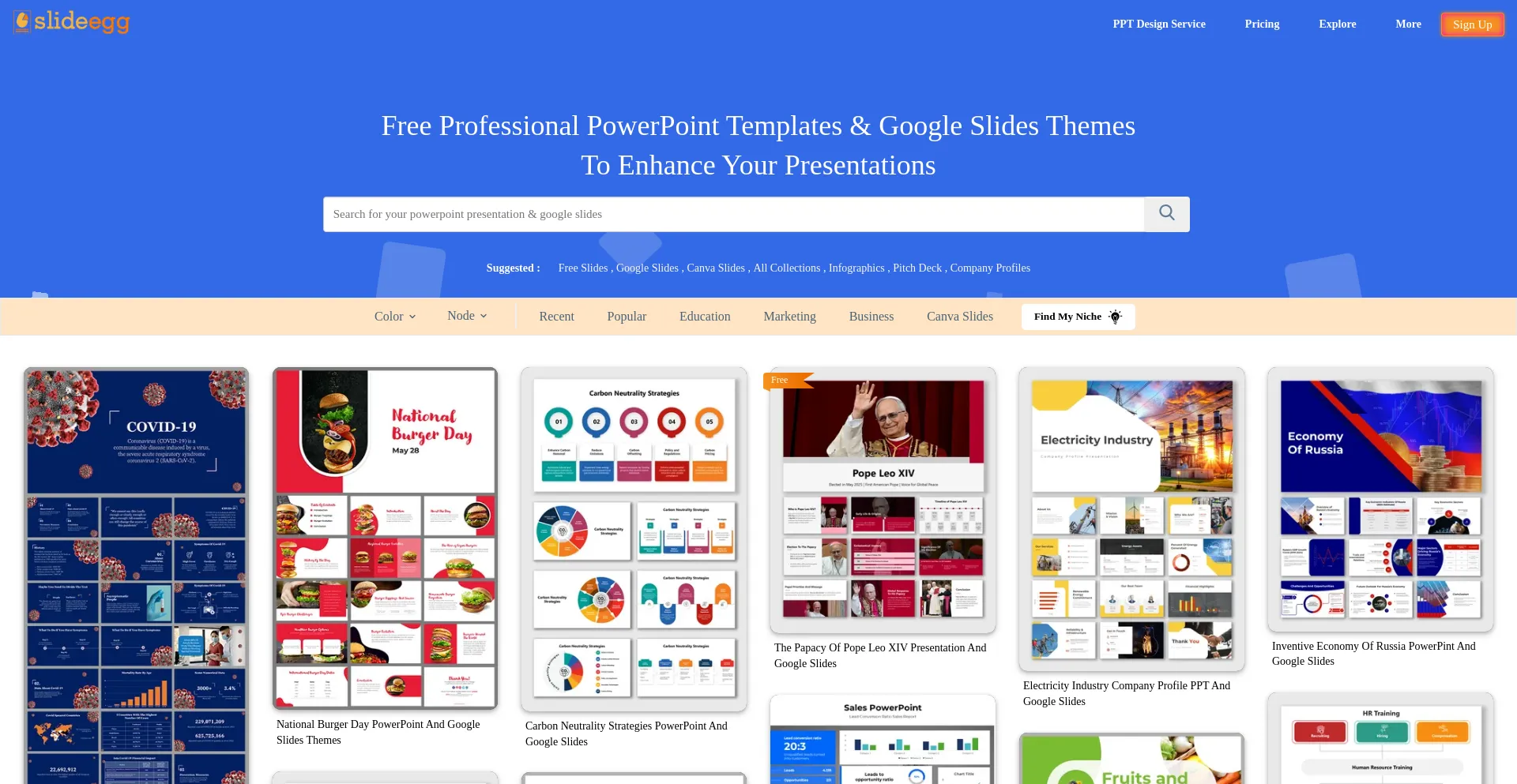 Website screenshot of Slideegg.com