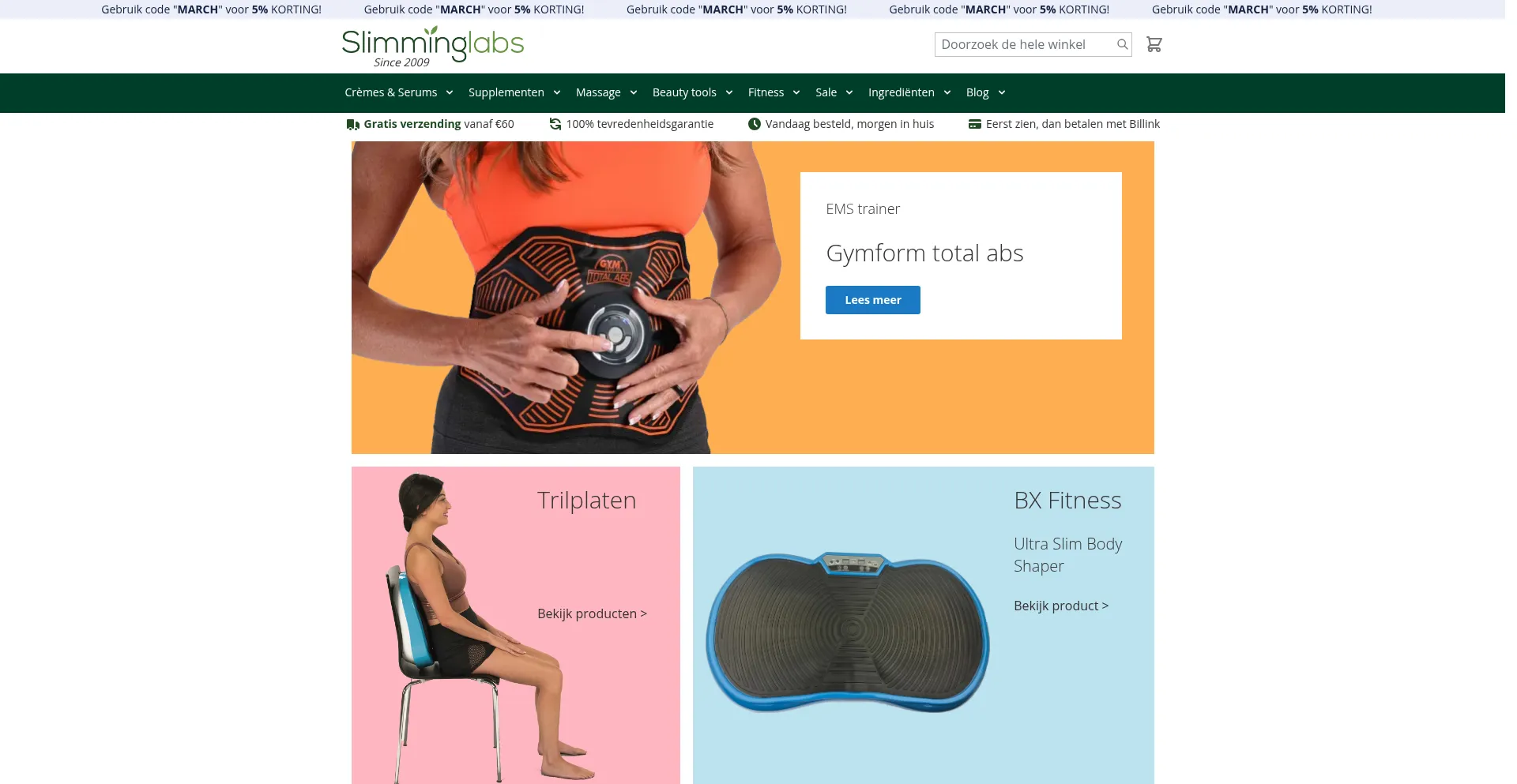 Website screenshot of Slimminglabs.com