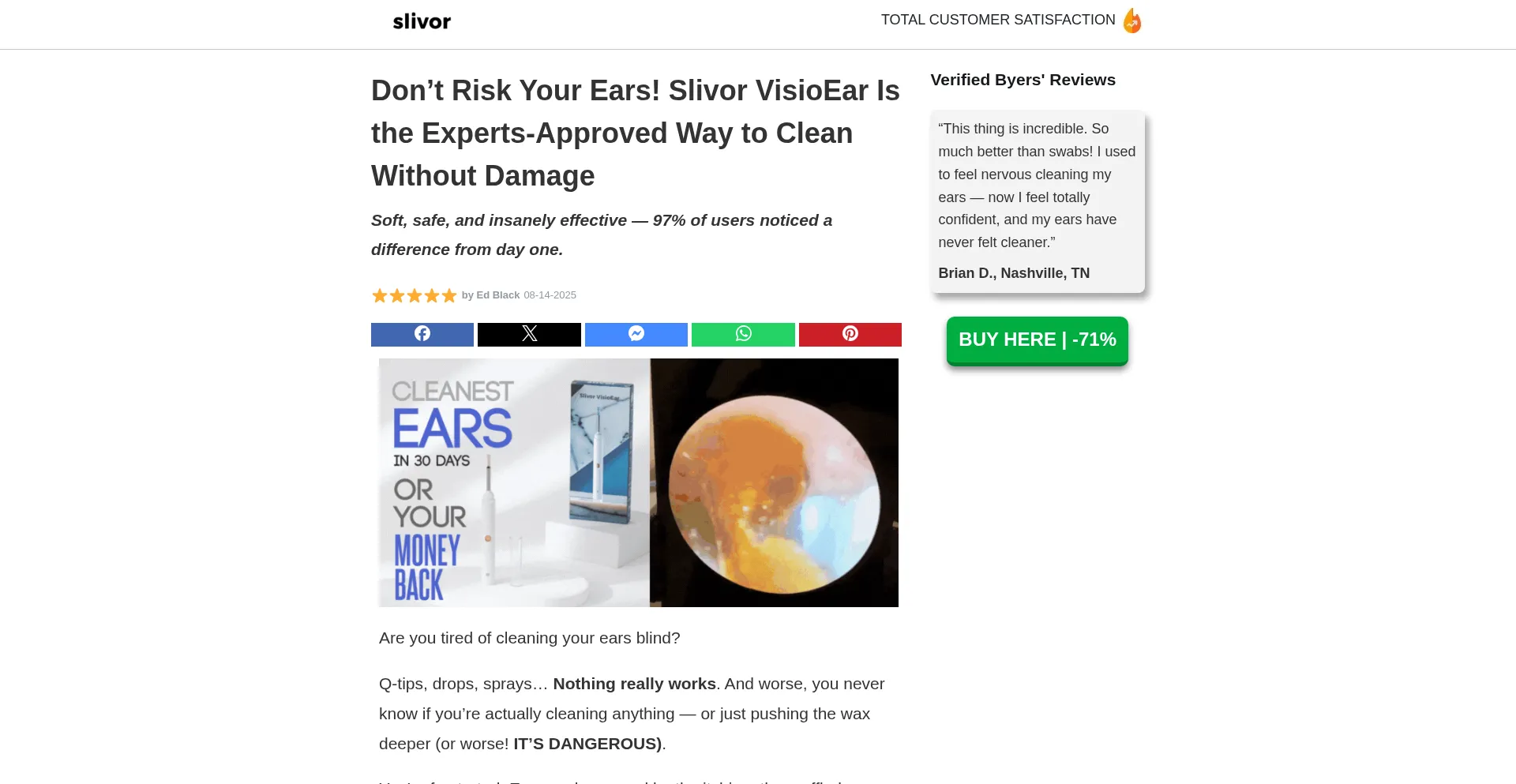 Website screenshot of Slivorvisioear.com