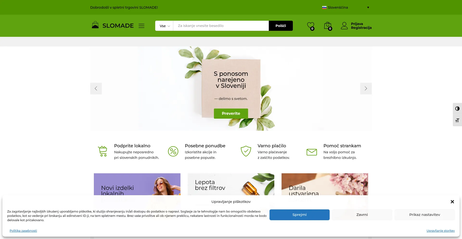 Website screenshot of Slomade.eu