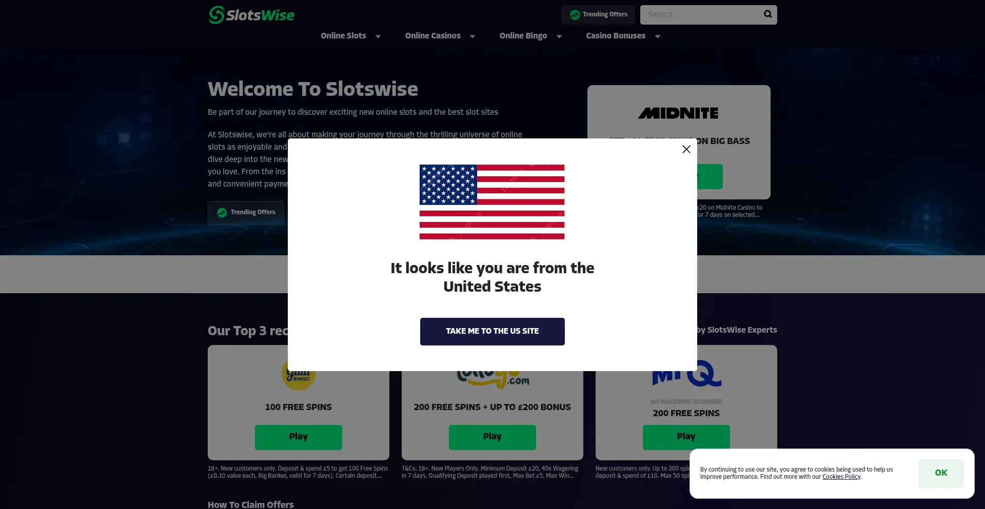 Website screenshot of Slotswise.com