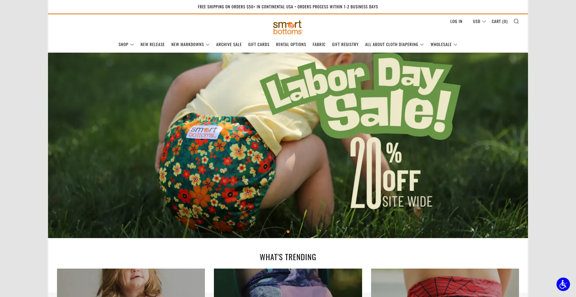 Website screenshot of Smartbottoms.com