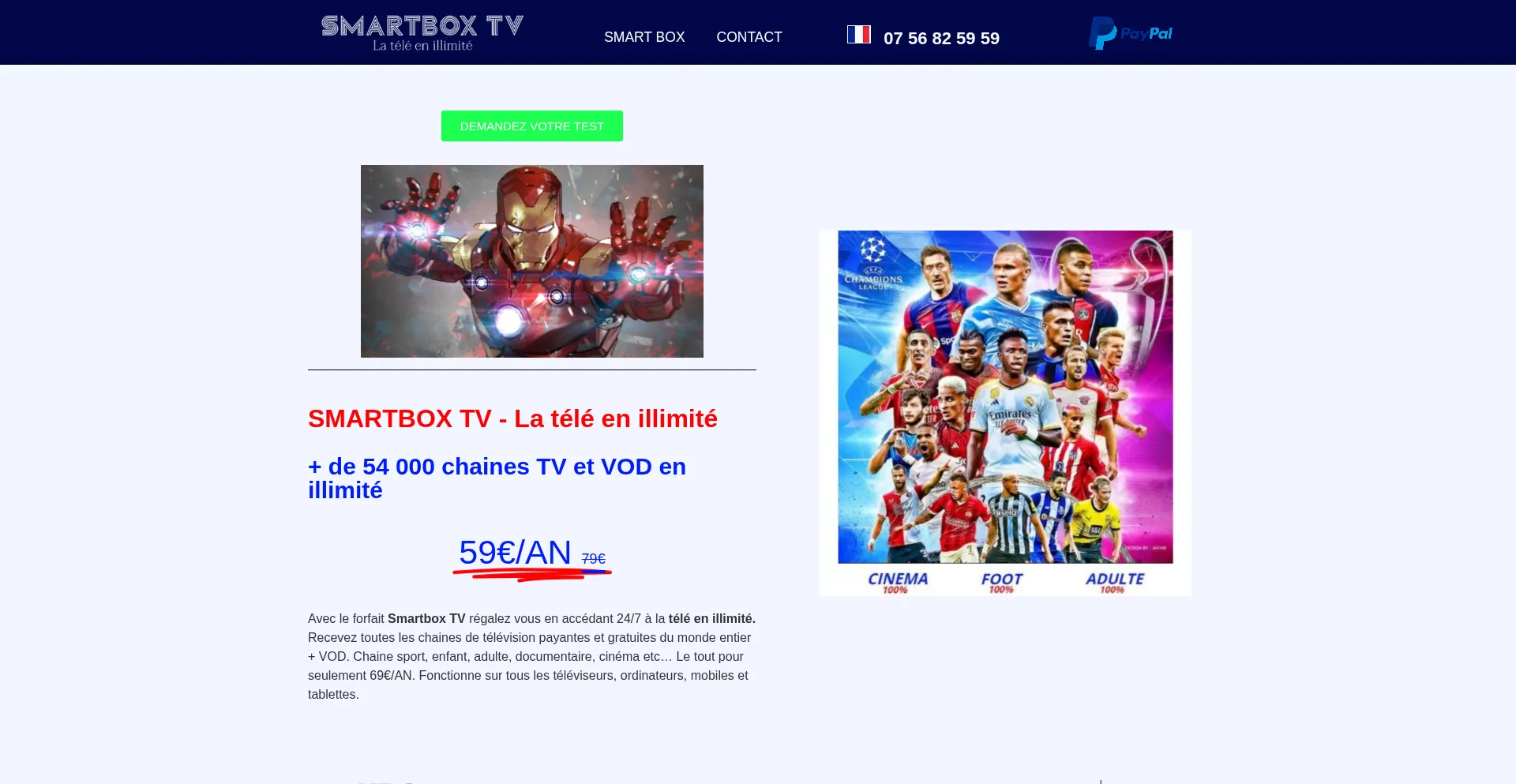 Website screenshot of Smartbox-tv.com