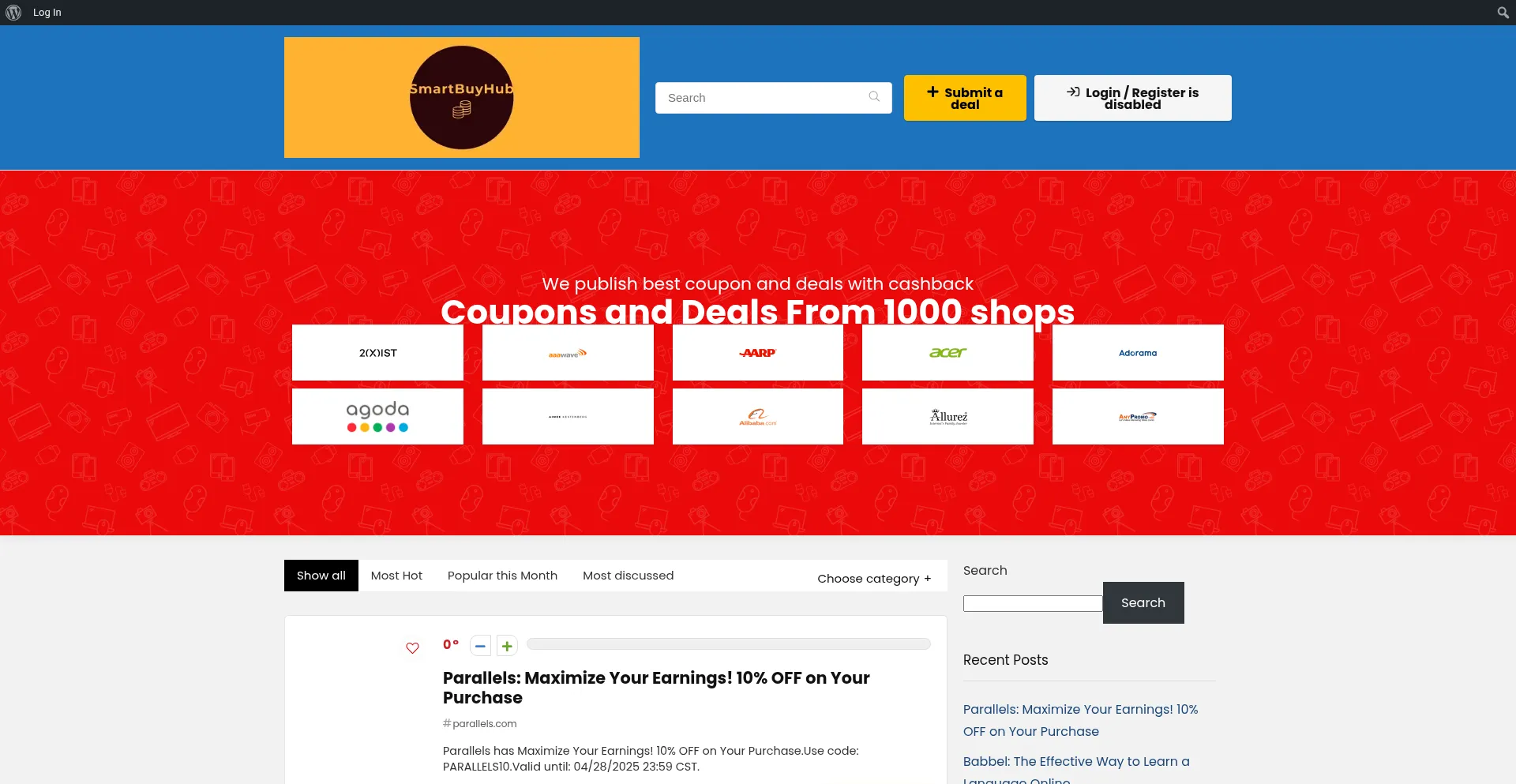 Website screenshot of Smartbuyhub.net