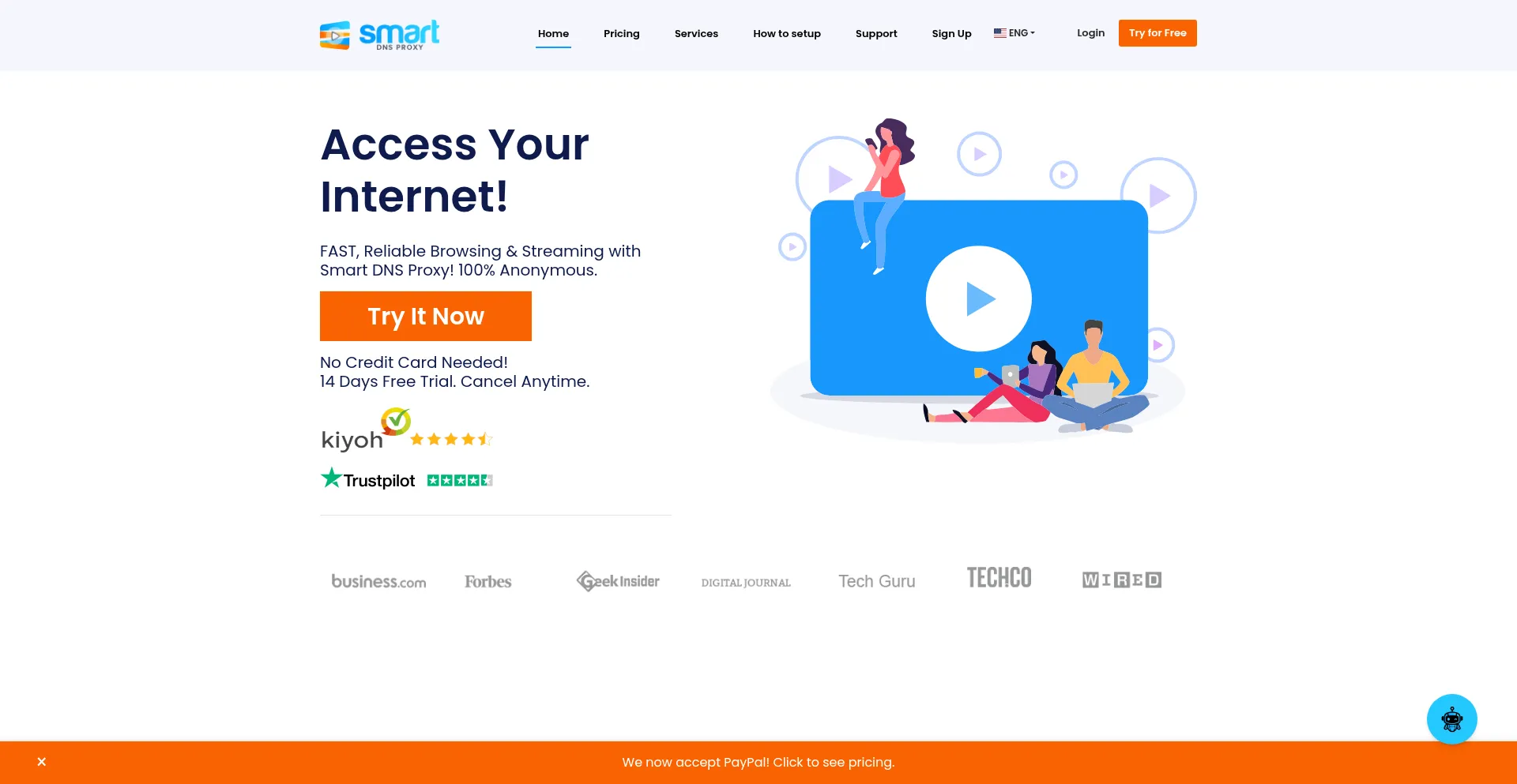 Website screenshot of Smartdnsproxy.com