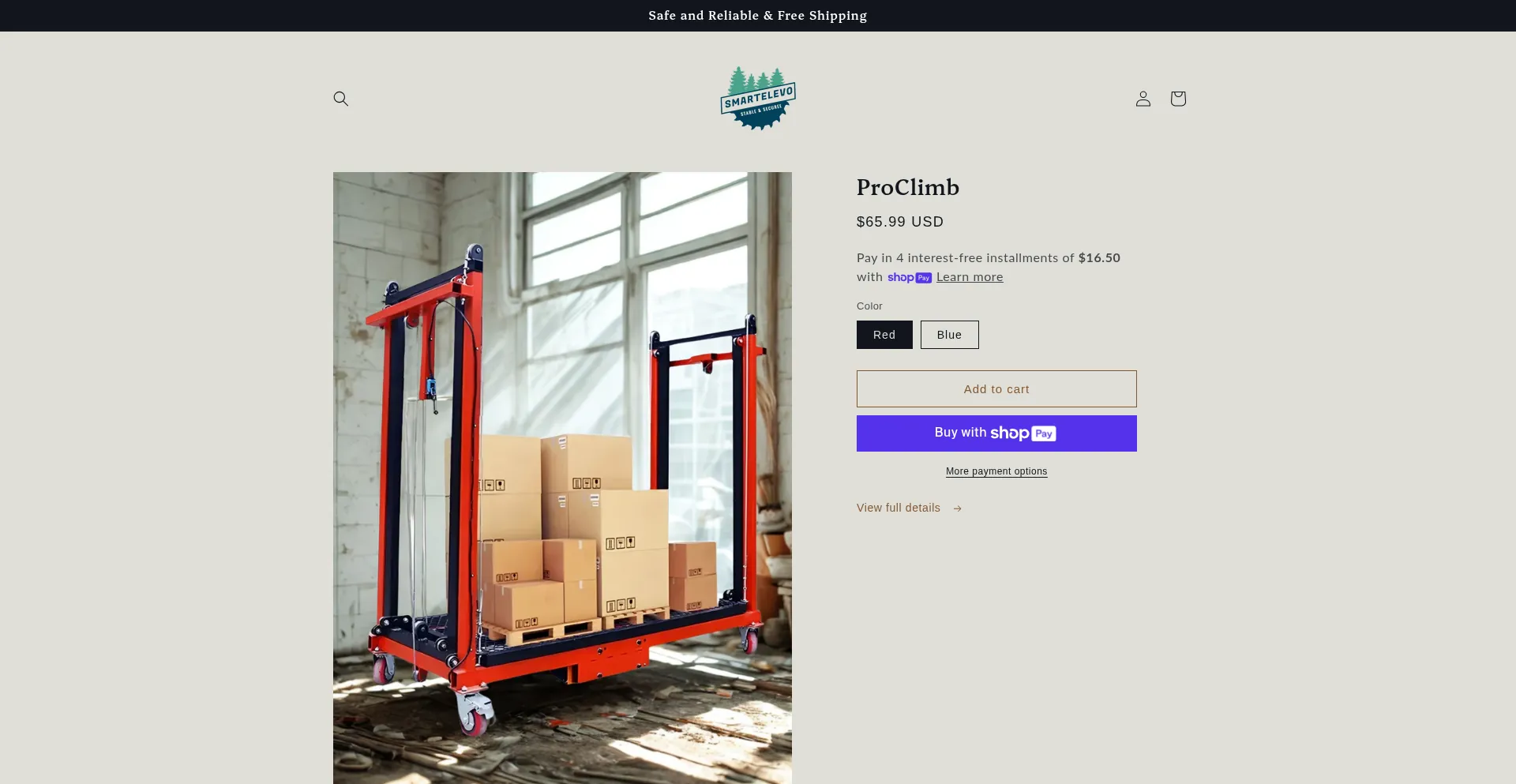 Website screenshot of Smartelevo.store