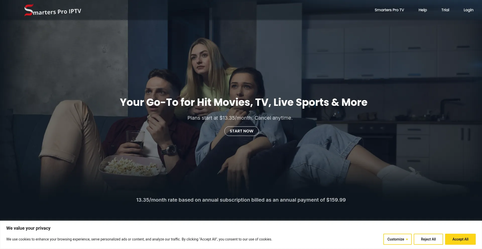 Website screenshot of Smartersproiptv.org