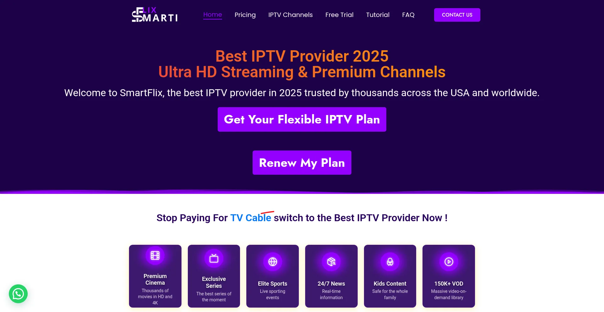 Website screenshot of Smartiflixiptv.com