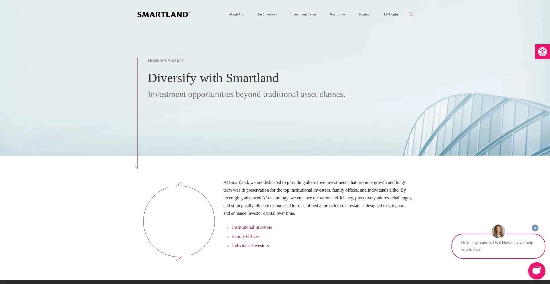 Website screenshot of Smartland.com