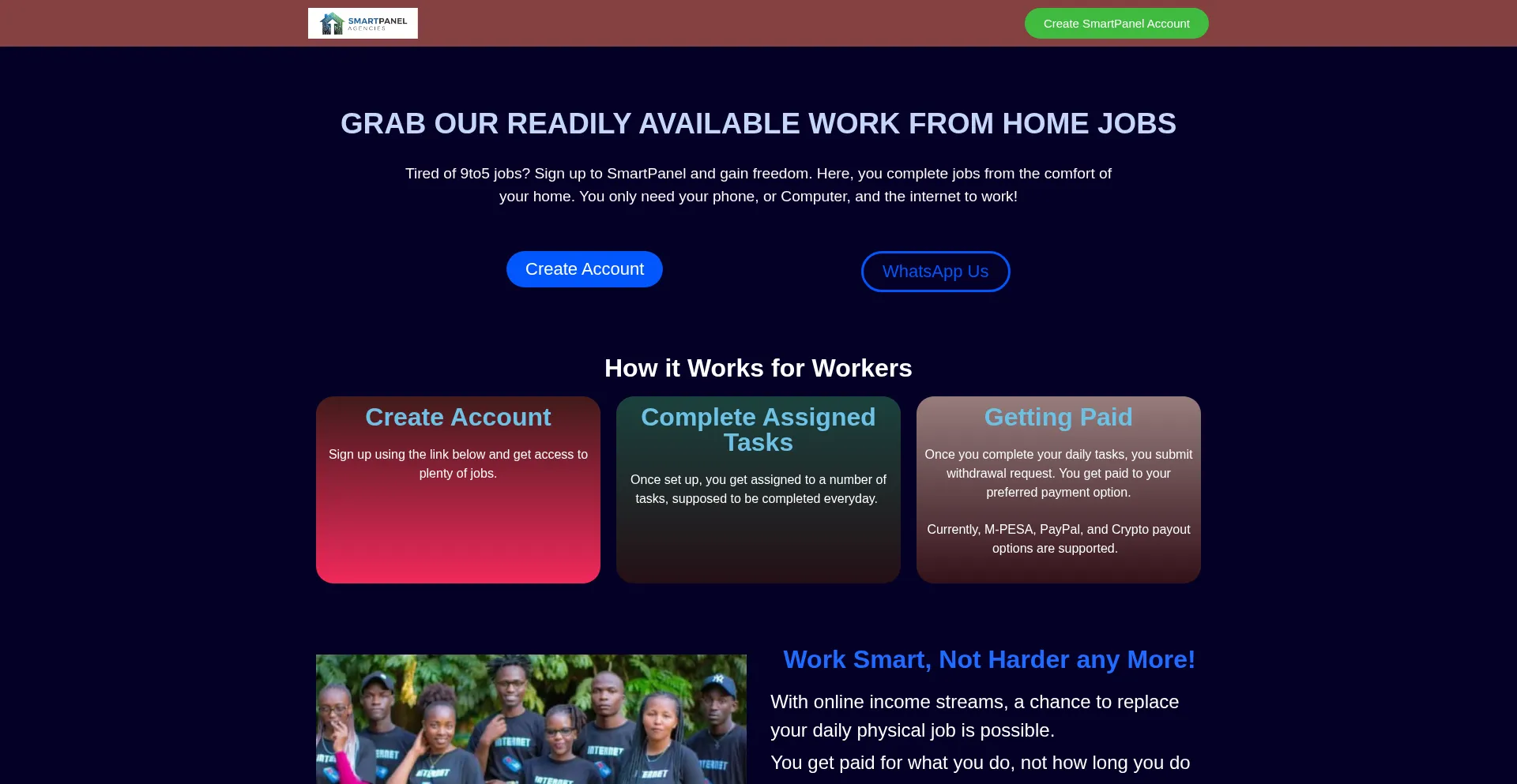 Website screenshot of Smartpanelagencies.co.ke